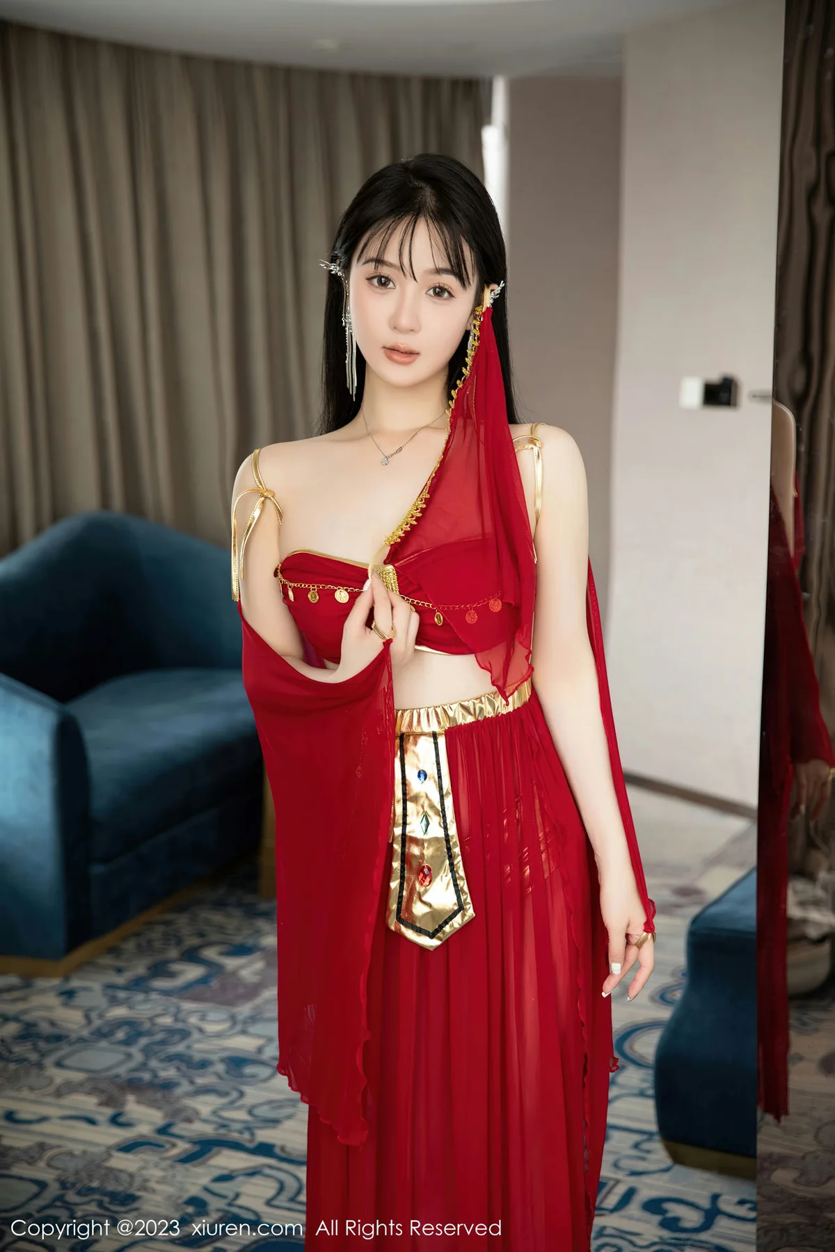 XiuRen 秀人 No.7103 柚琪Rich 红色西域舞服性感写真 - 5