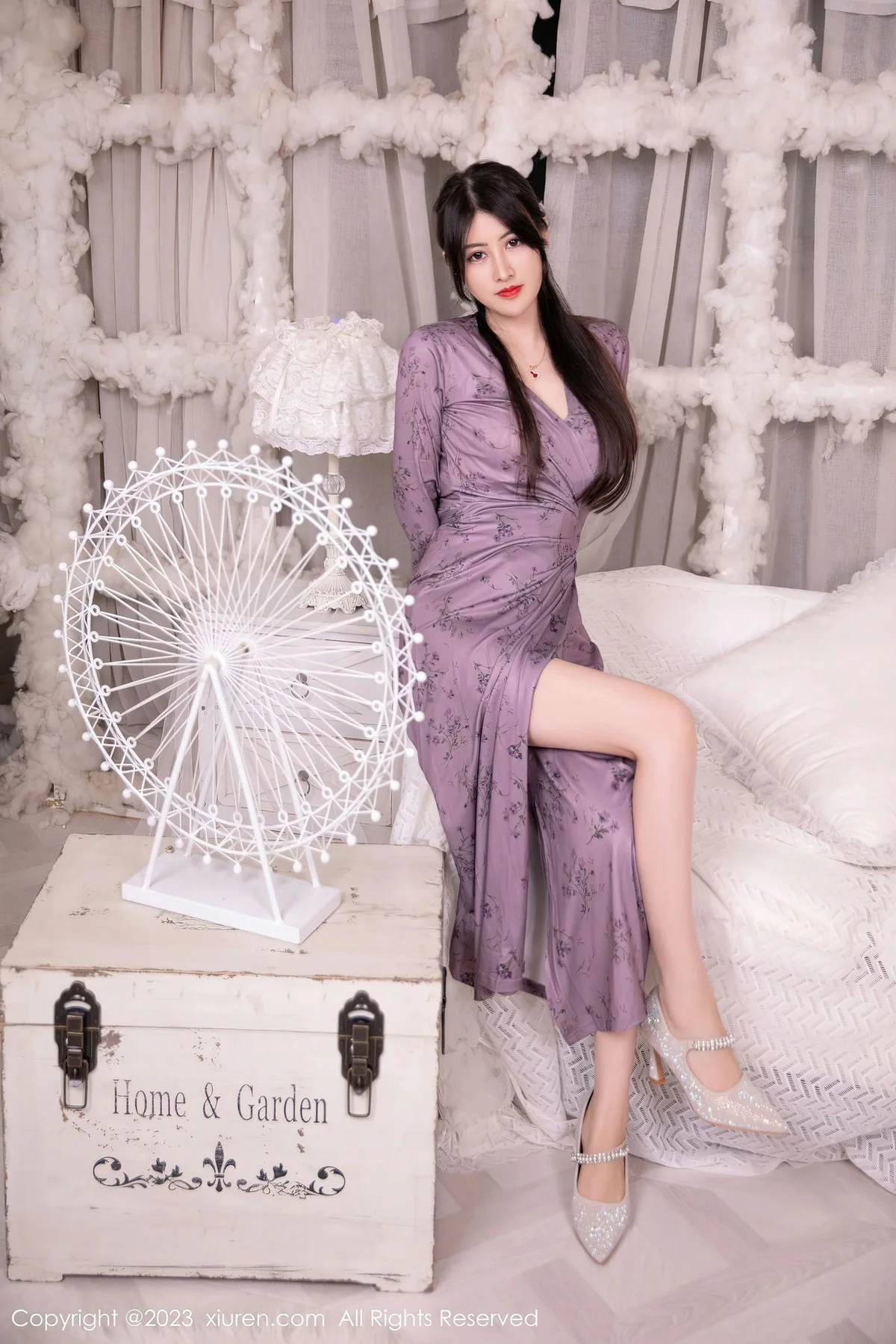 XiuRen 秀人 No.7126 诗诗kiki 紫色连夜长裙性感写真 - 6