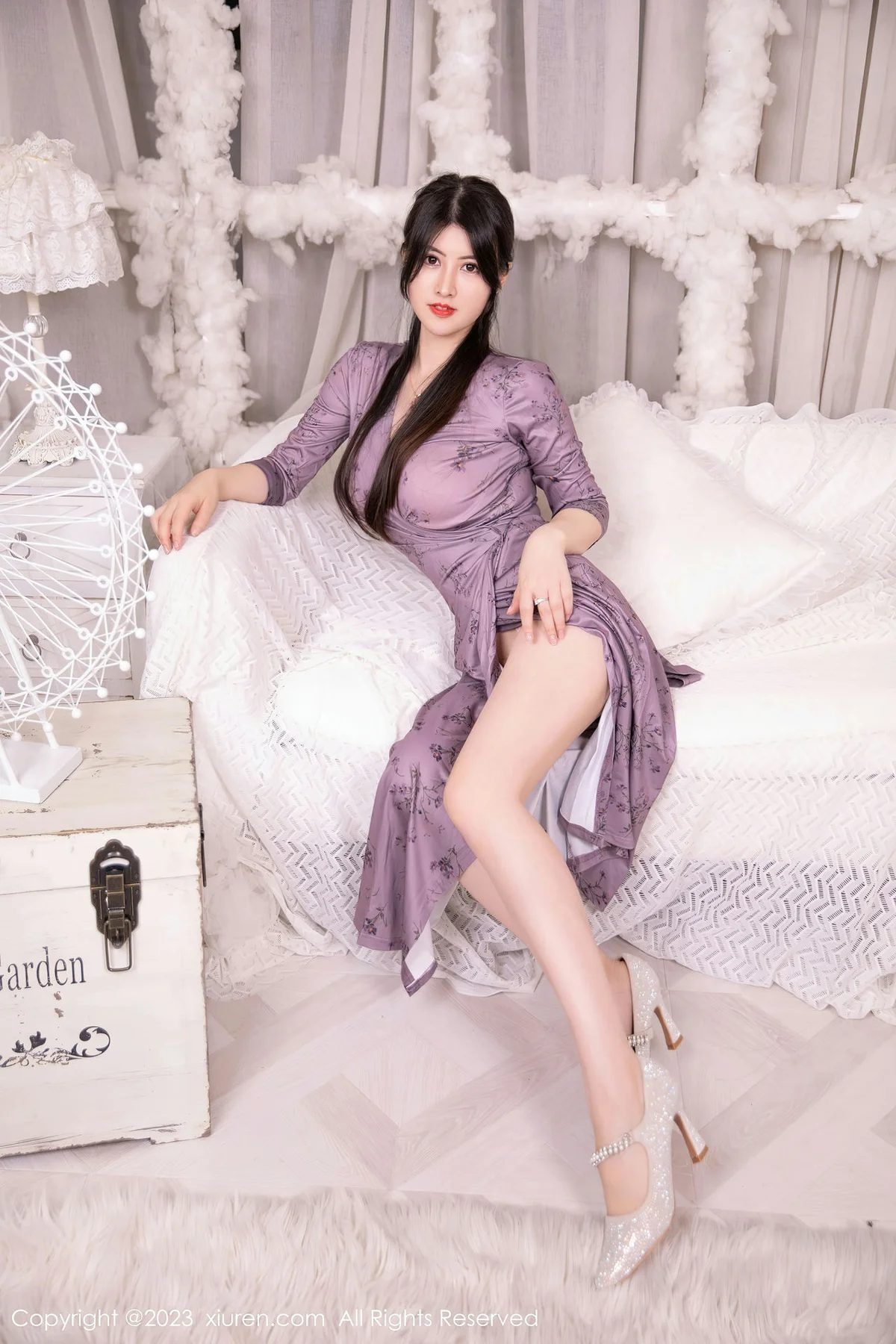 XiuRen 秀人 No.7126 诗诗kiki 紫色连夜长裙性感写真 - 9