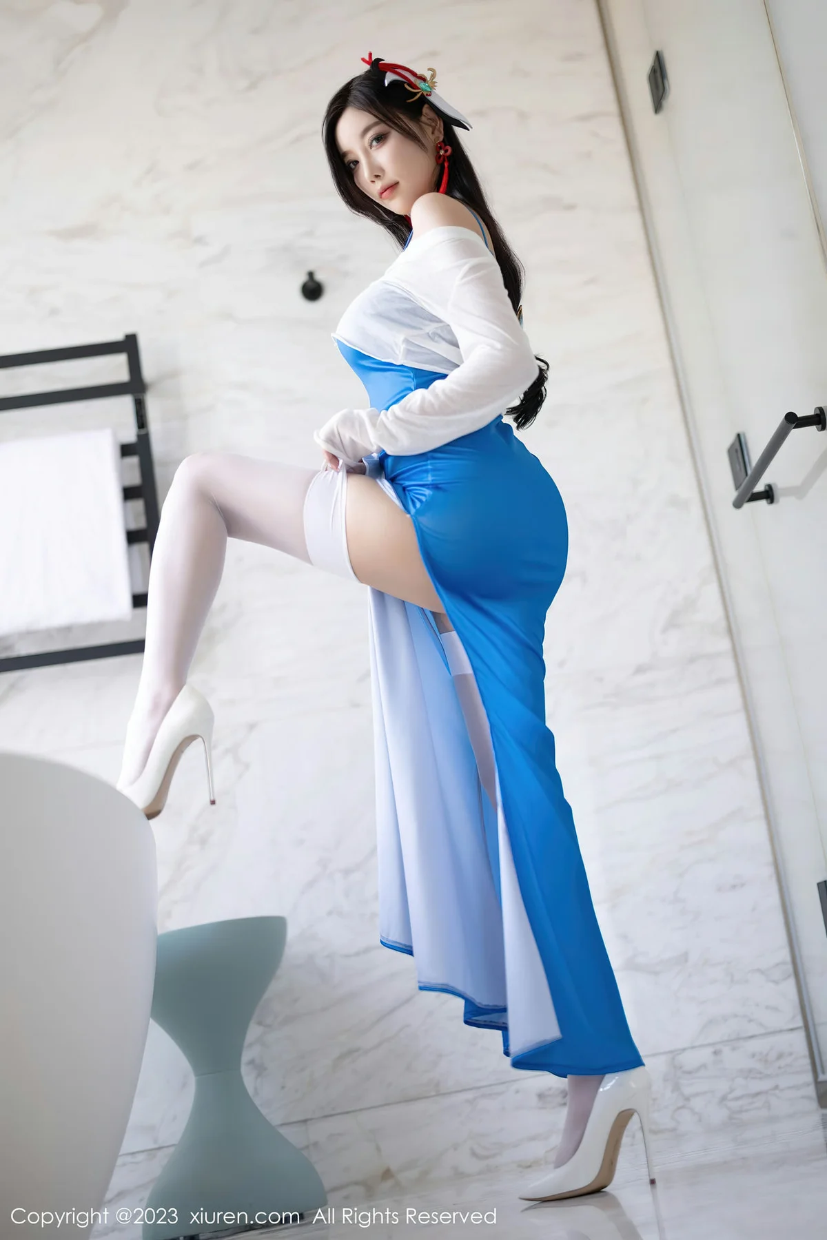 XiuRen 秀人 No.7135 808 杨晨晨Yome 灰色蕾丝内衣浙江安吉旅拍2 - 8