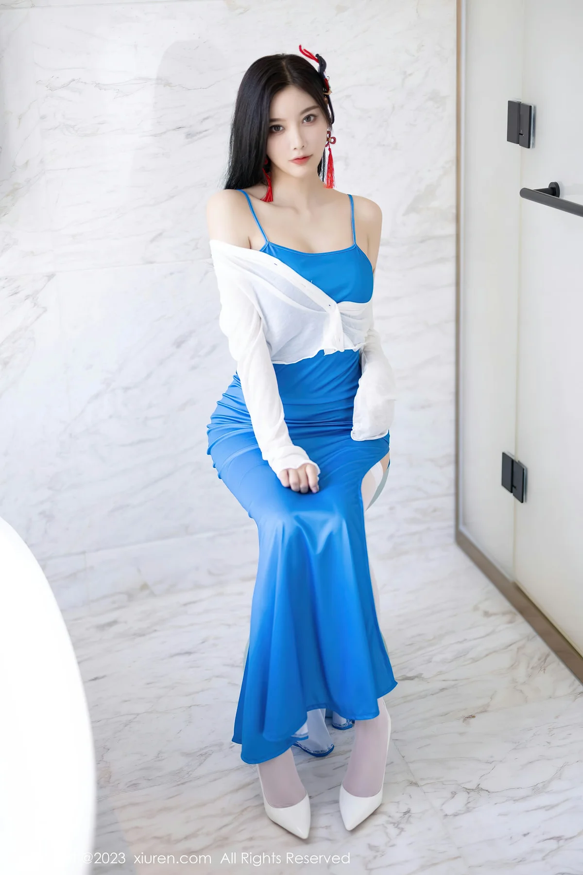 XiuRen 秀人 No.7135 808 杨晨晨Yome 灰色蕾丝内衣浙江安吉旅拍2 - 9