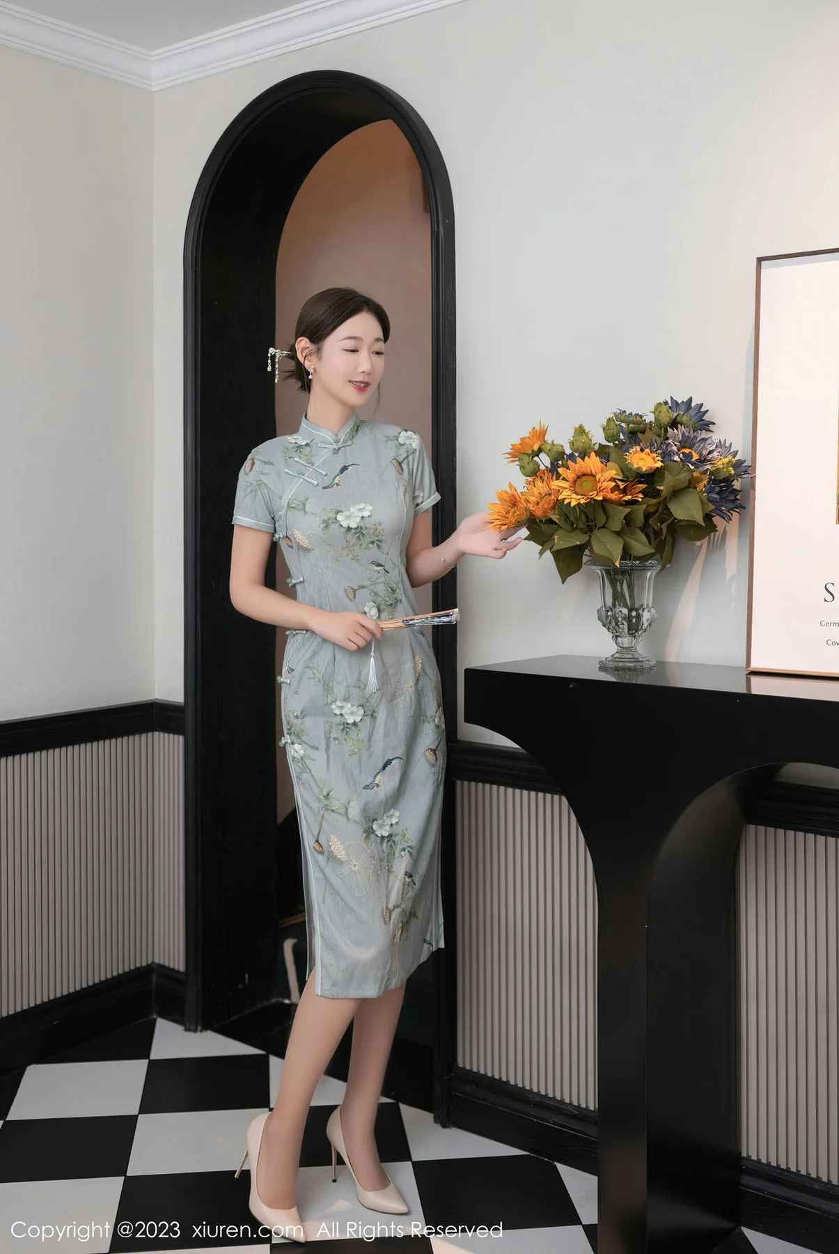 XiuRen 秀人 No.7232  唐安琪 绿灰色旗袍巴厘岛旅拍1 - 2