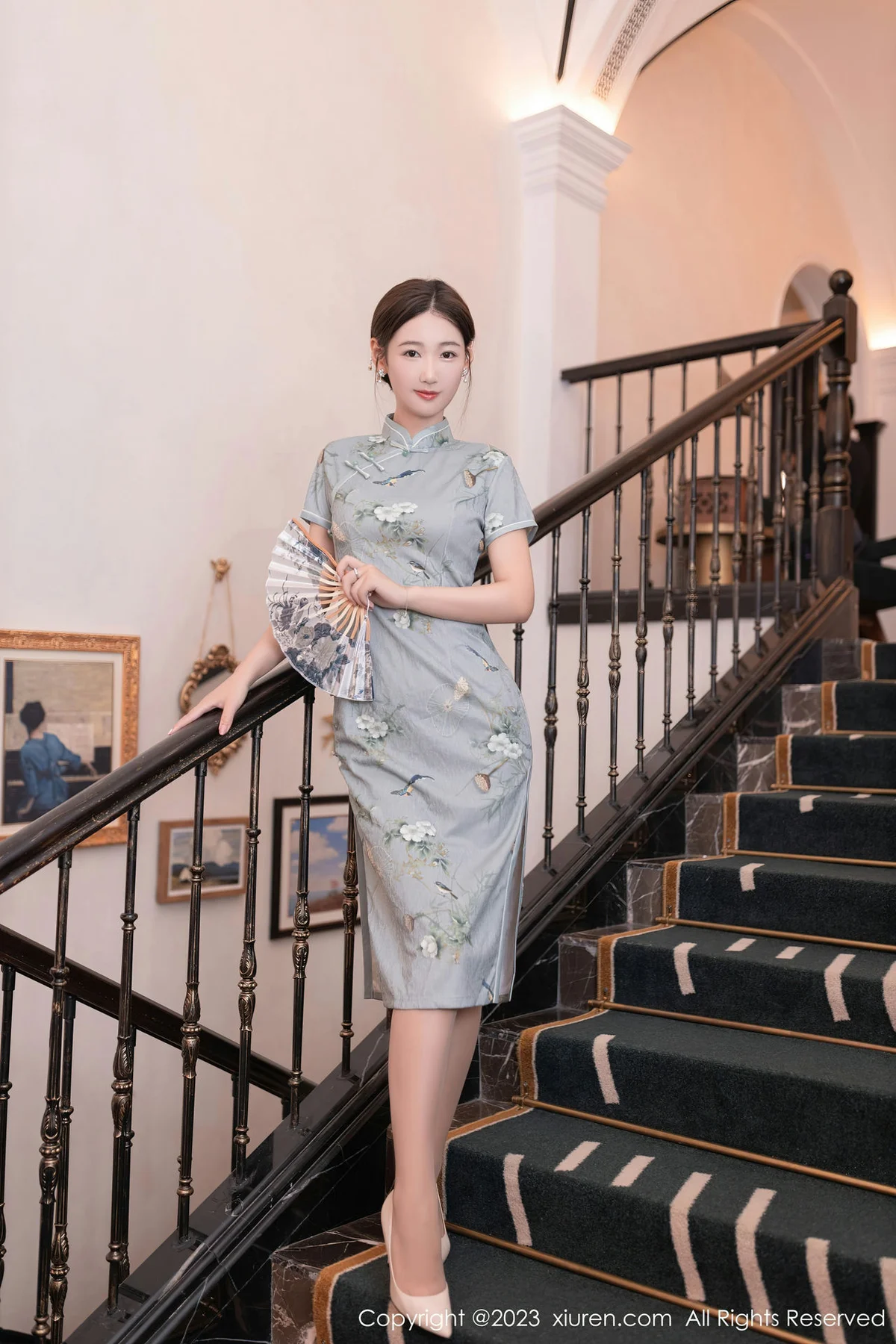 XiuRen 秀人 No.7232  唐安琪 绿灰色旗袍巴厘岛旅拍1 - 5