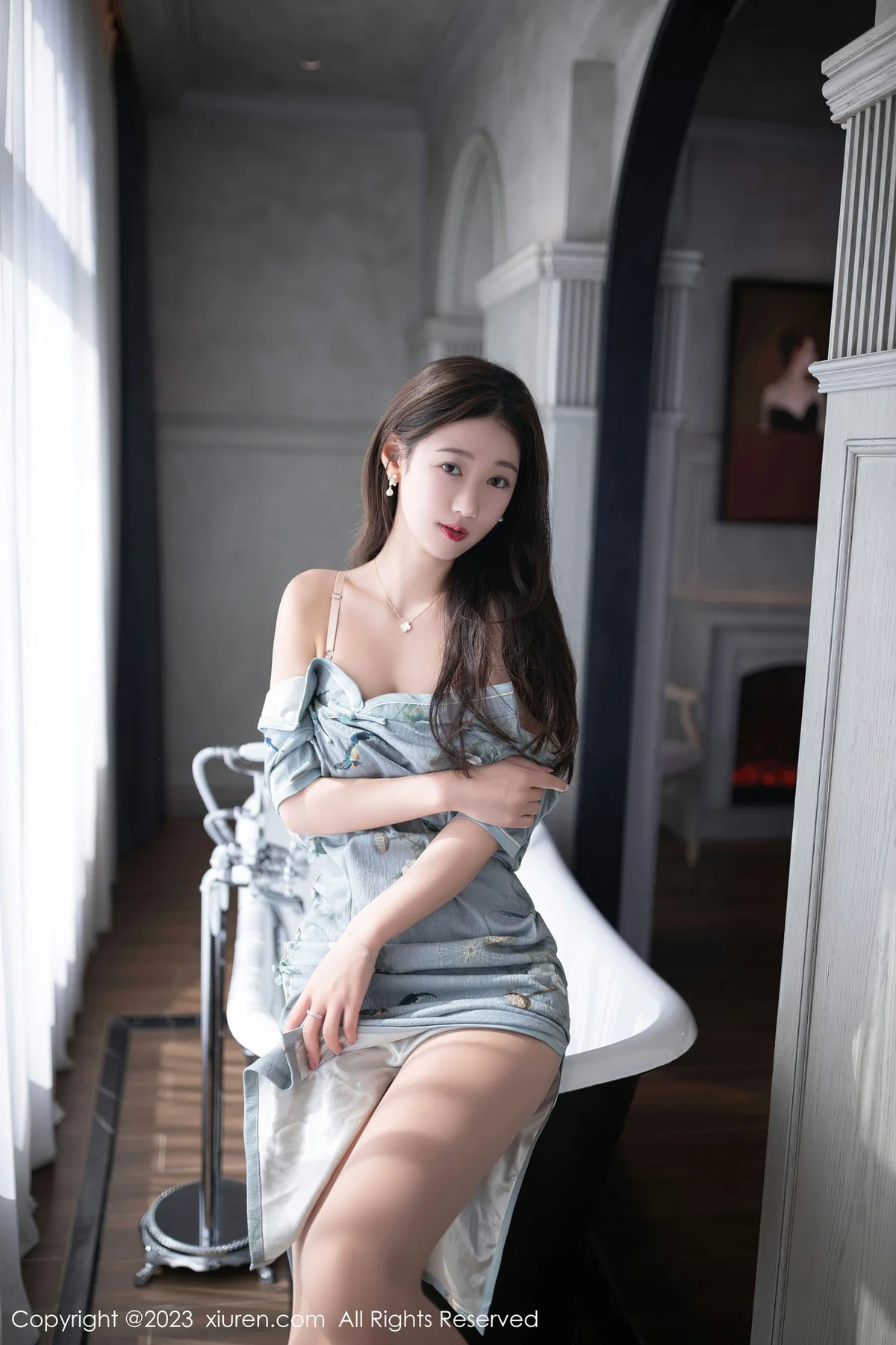 XiuRen 秀人 No.7232  唐安琪 绿灰色旗袍巴厘岛旅拍1 - 9