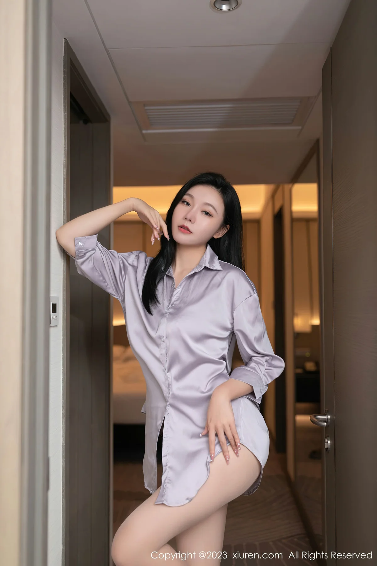 XiuRen 秀人 No.7376  安然anran 浅色薄纱内衣性感写真22 - 2