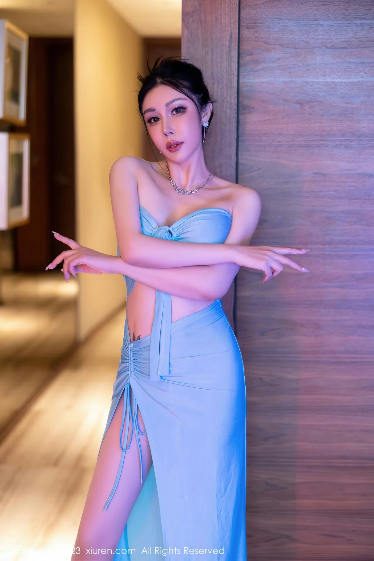 XiuRen 秀人 No.7446  田冰冰 蓝色长礼裙性感写真3 - 2