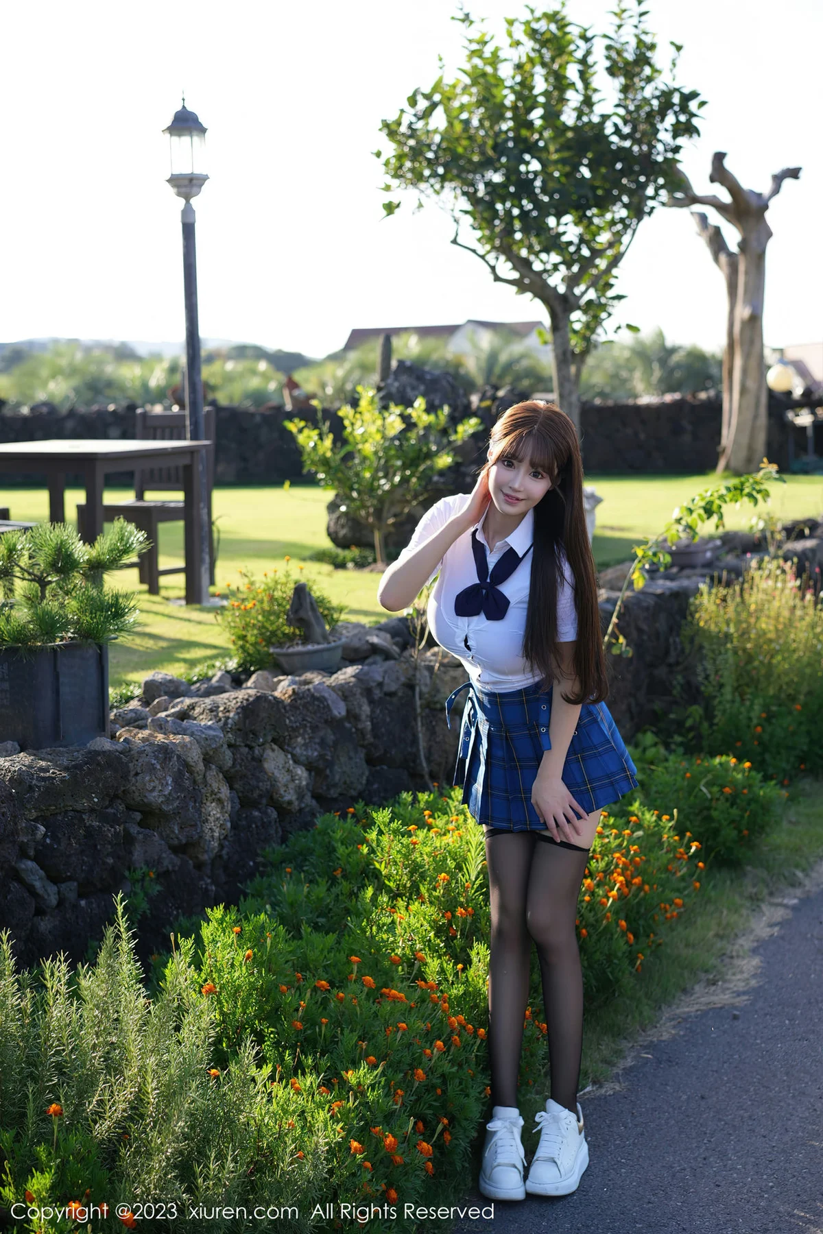 XiuRen 秀人 No.7458  朱可儿Flora 蓝色格子裙济州岛旅拍33 - 4