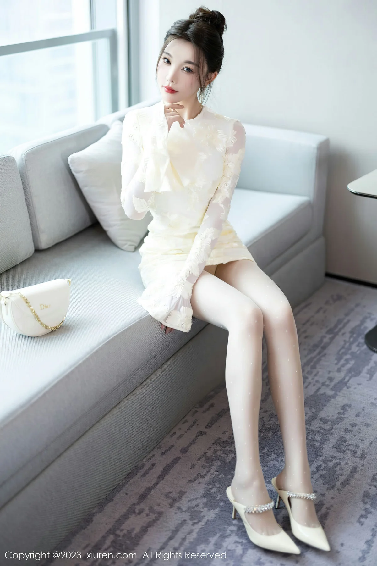 XiuRen 秀人 No.7476  徐莉芝Booty 诱人白色丝袜安吉旅拍22 - 3