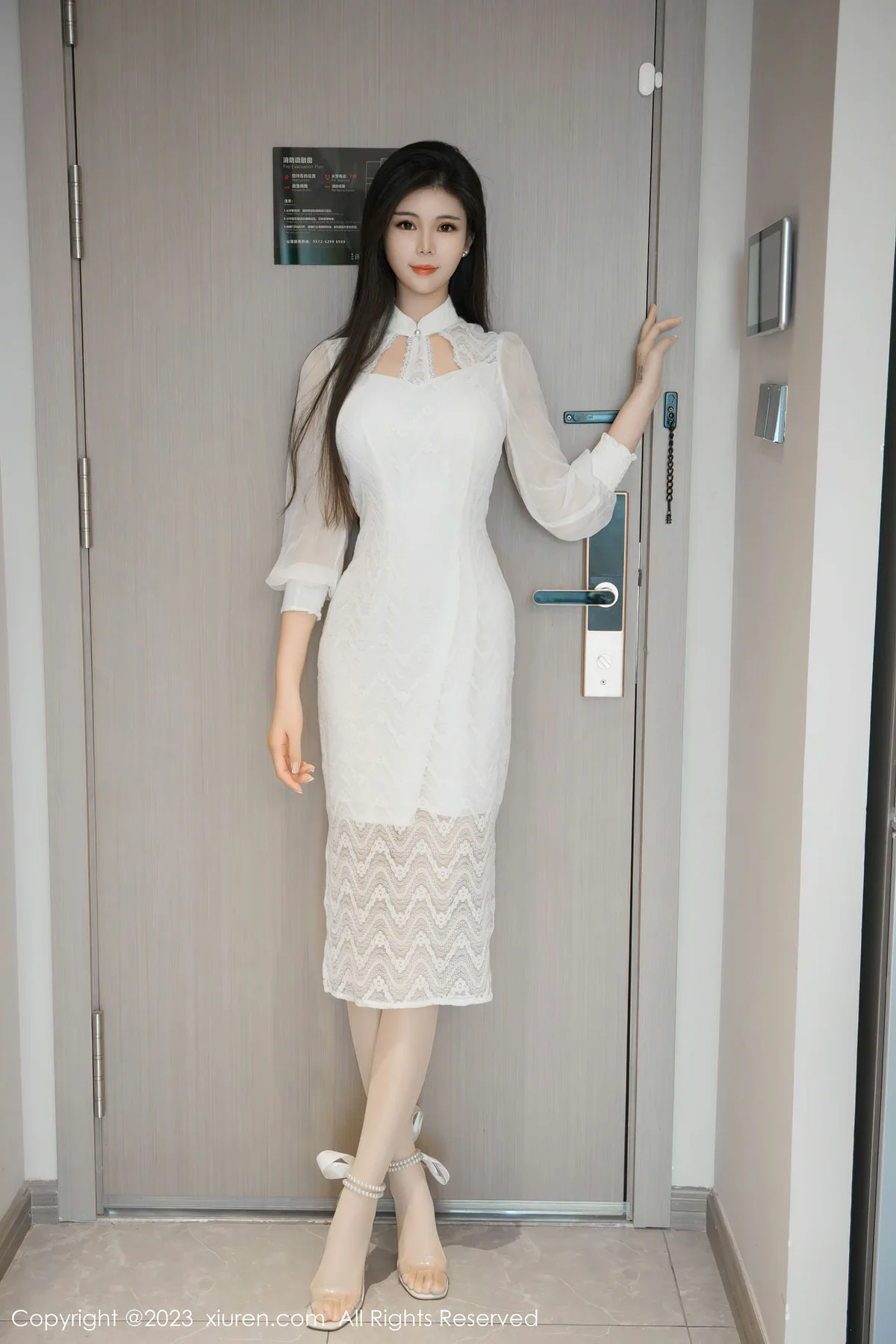 XiuRen 秀人 No.7559 雪糕CiCi 白色旗袍服饰性感写真2 - 6