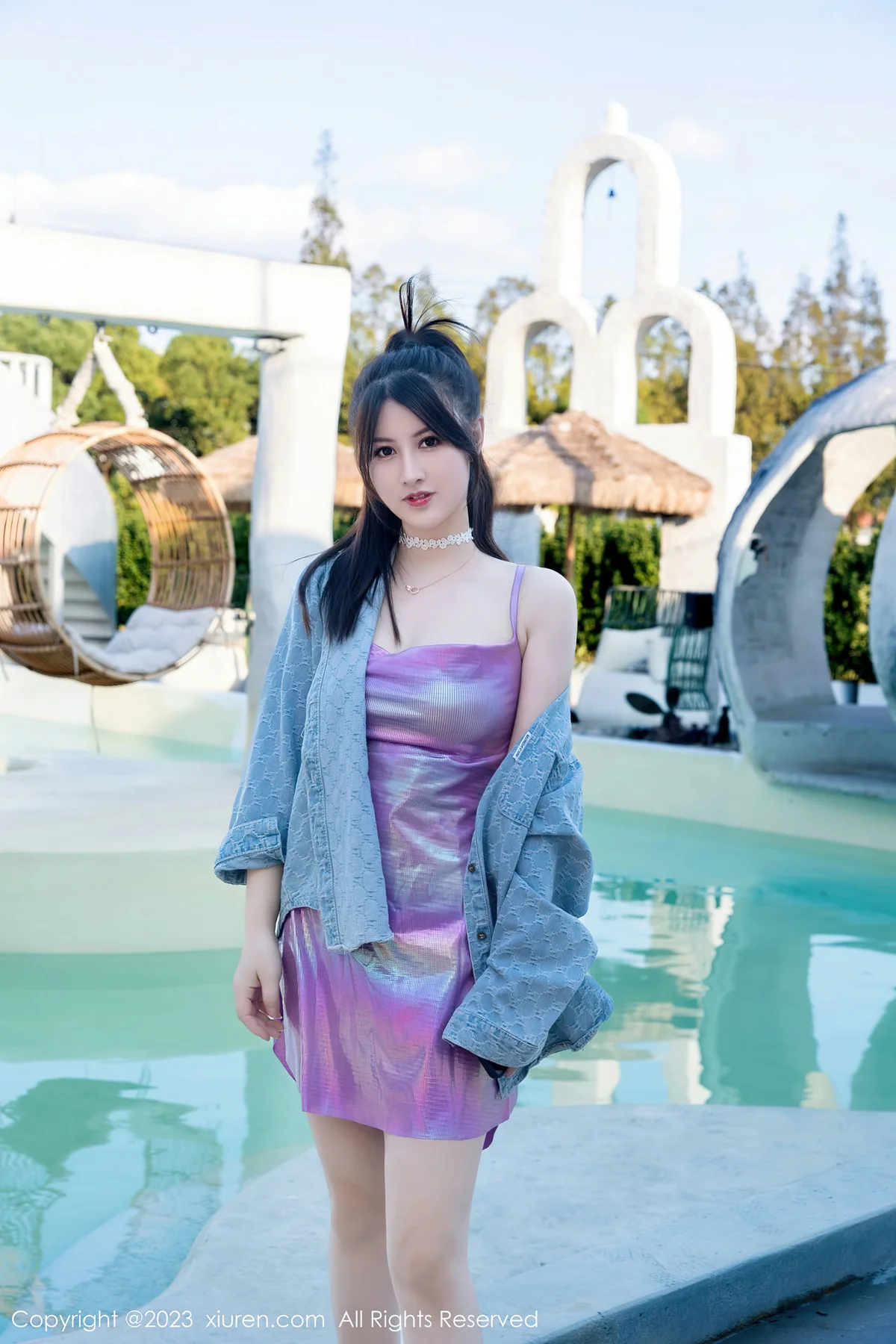 XiuRen 秀人 No.7565 诗诗kiki 灰色死库水性感写真1 - 5