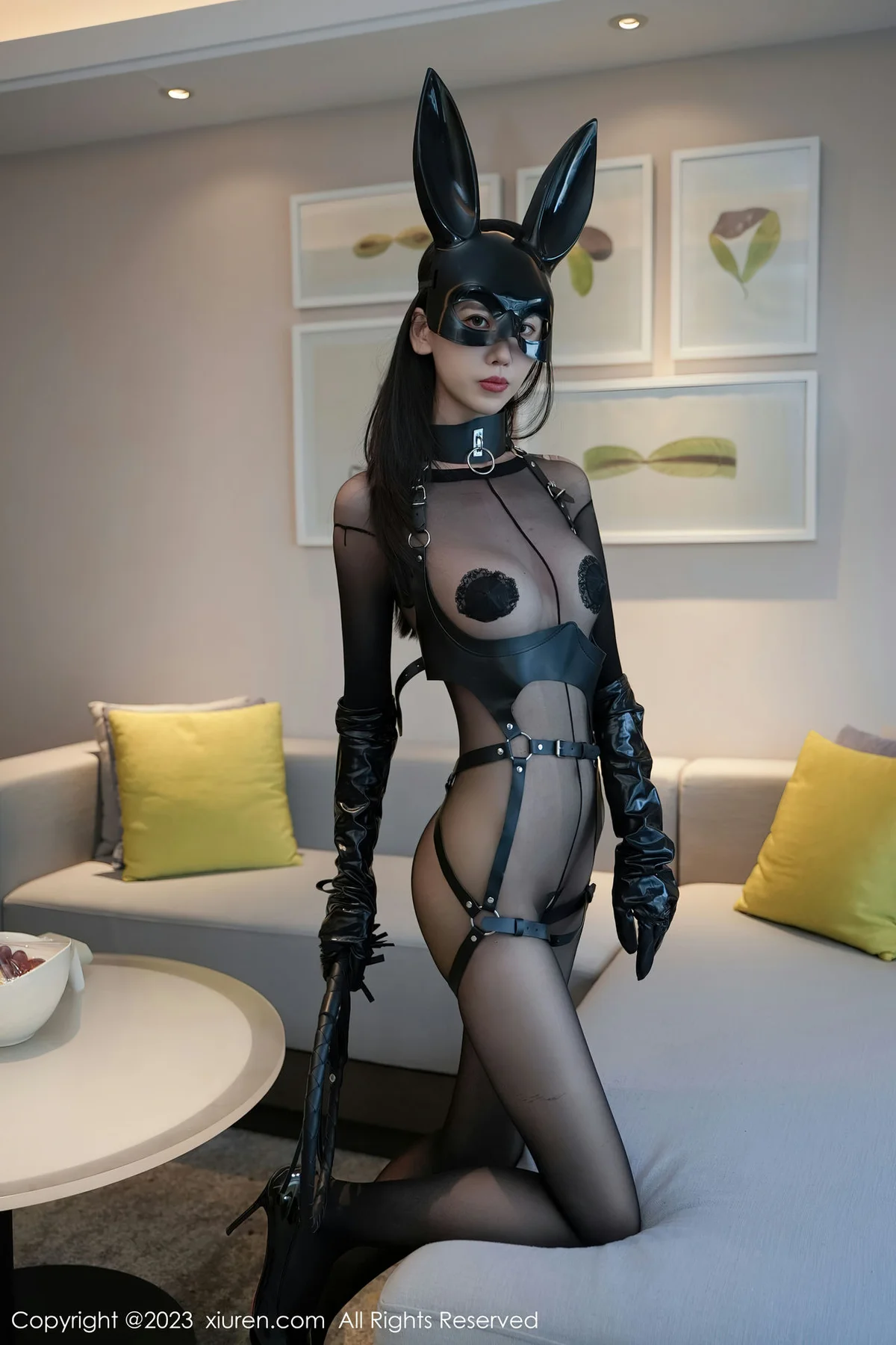 XiuRen 秀人 No.7618  章芃芃 黑色网纱连体衣性感写真1 - 10