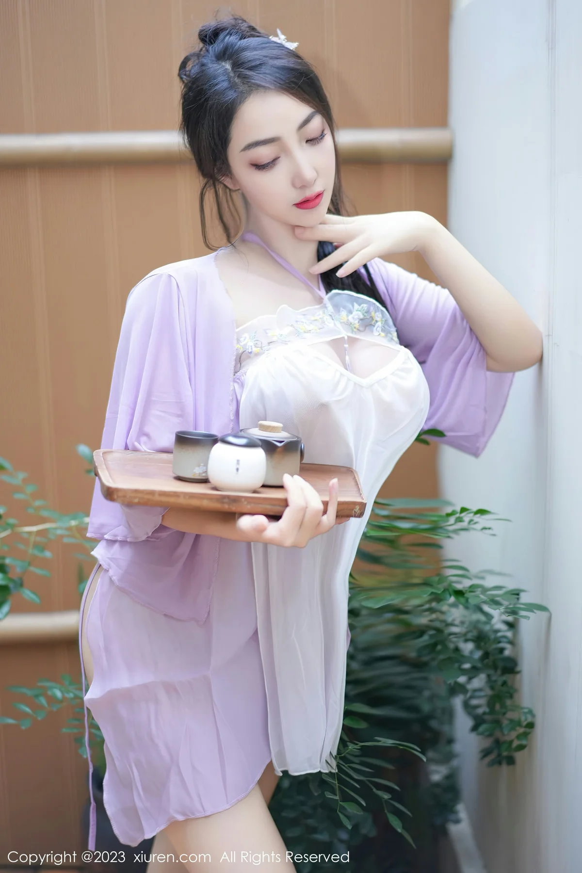 XiuRen 秀人 No.7665  娇喘JC 紫色薄纱服饰性感写真2 - 1