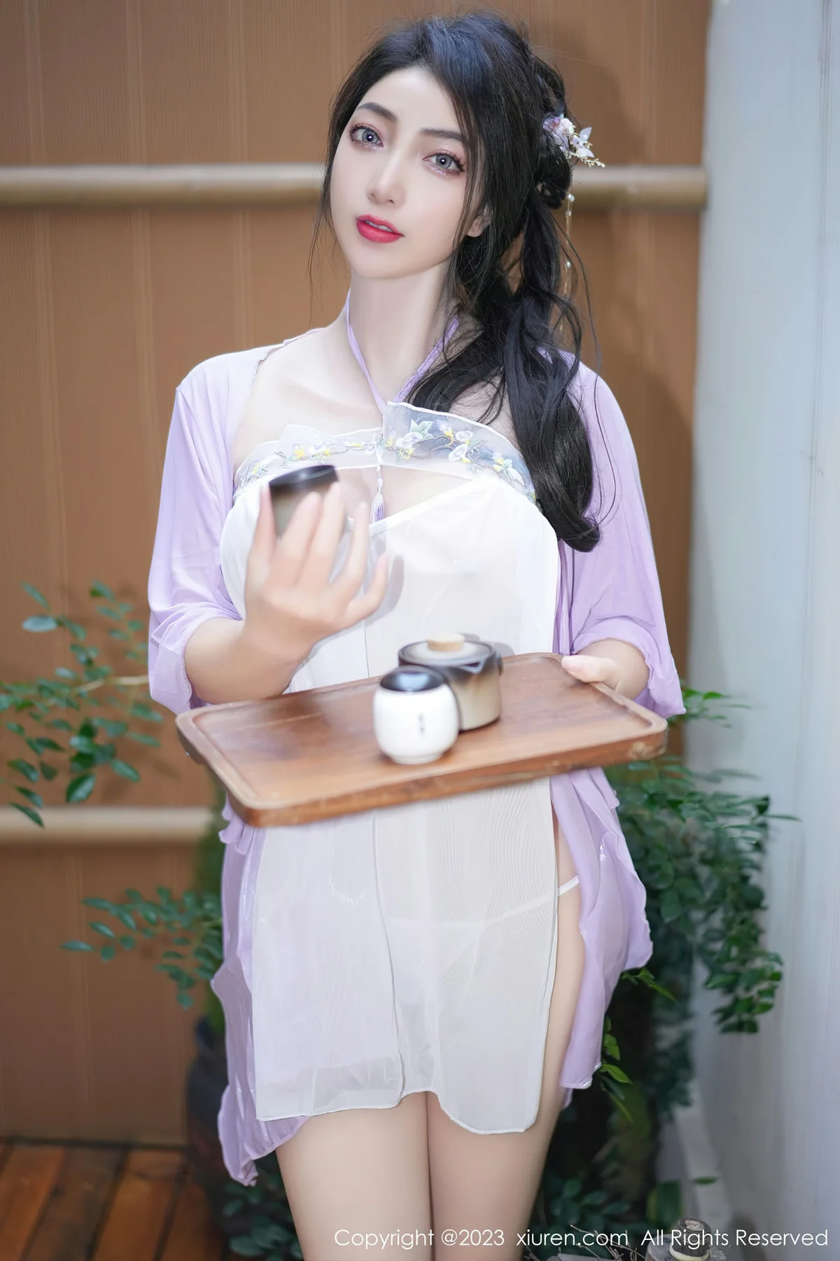 XiuRen 秀人 No.7665  娇喘JC 紫色薄纱服饰性感写真2 - 3