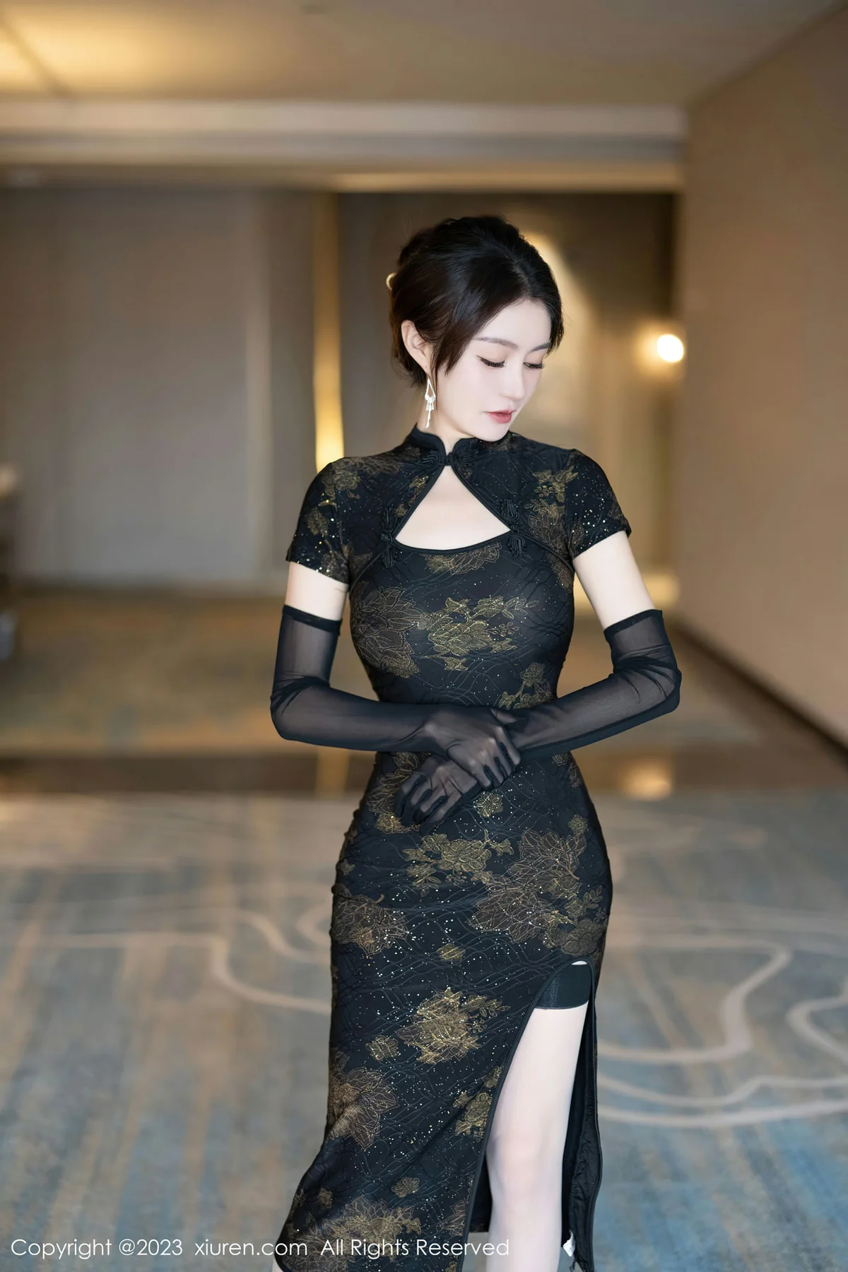 XiuRen 秀人 No.7688  唐宁宁 黑色旗袍性感写真33 - 2