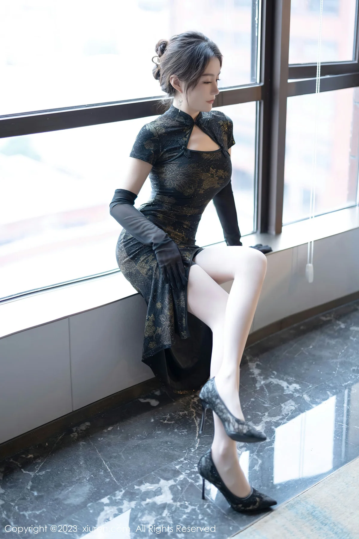 XiuRen 秀人 No.7688  唐宁宁 黑色旗袍性感写真33 - 7