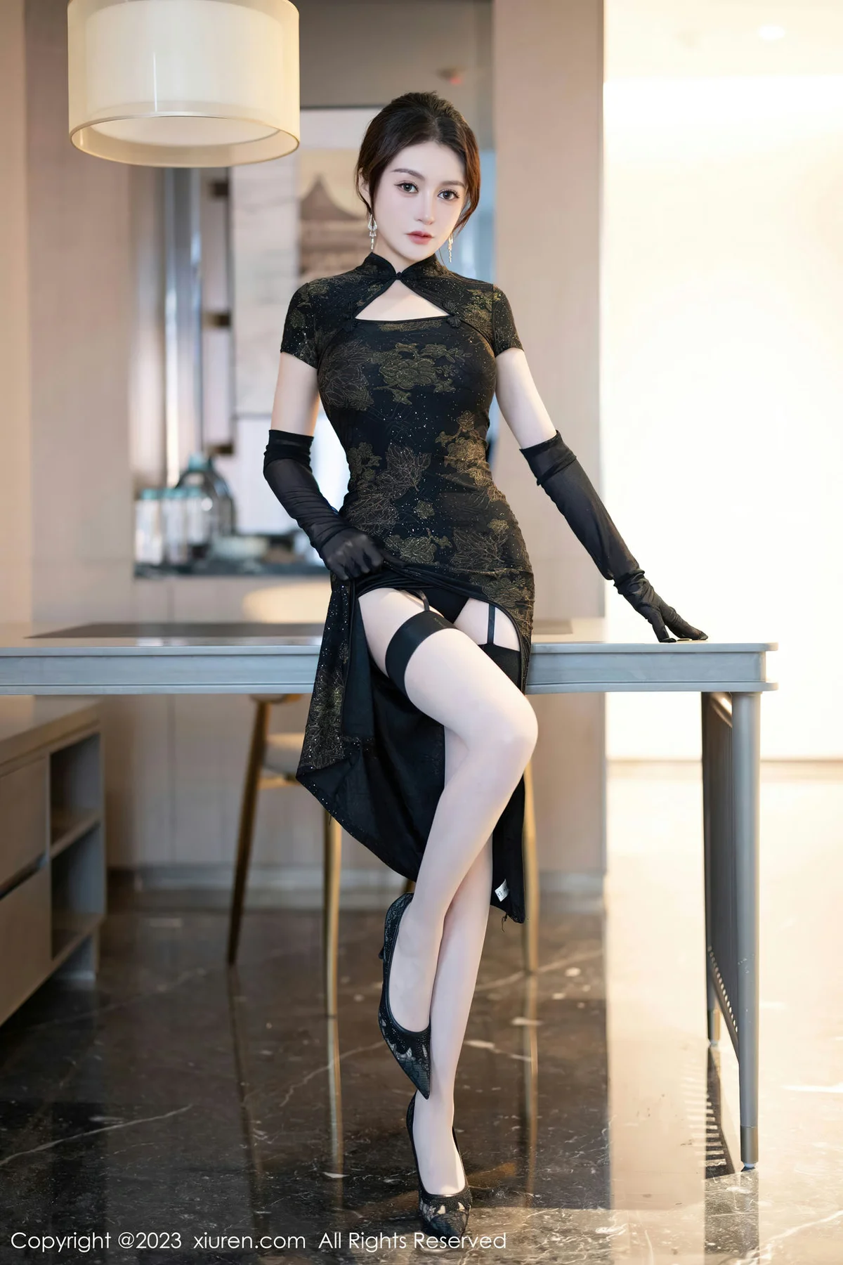 XiuRen 秀人 No.7688  唐宁宁 黑色旗袍性感写真33 - 2