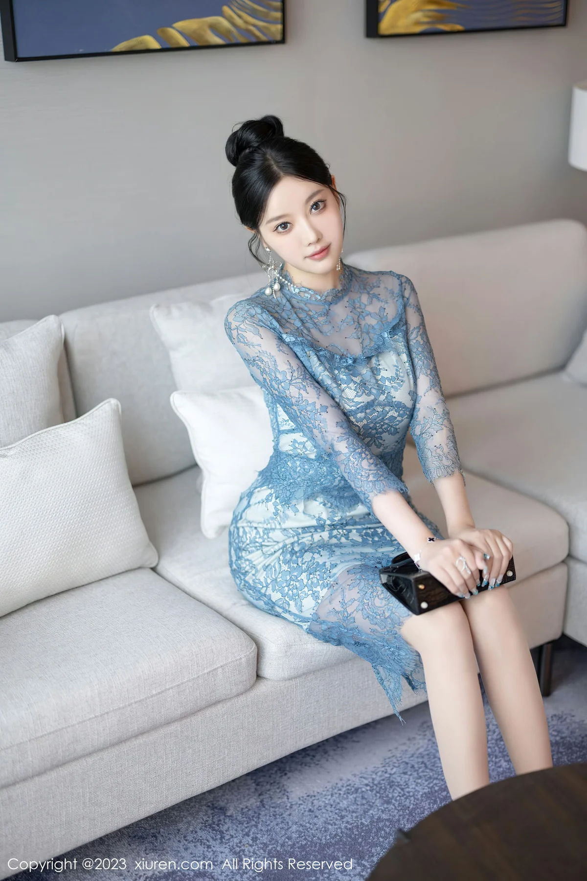 XiuRen 秀人 No.7732  杨晨晨Yome 灰色薄纱旗袍性感写真11 - 1