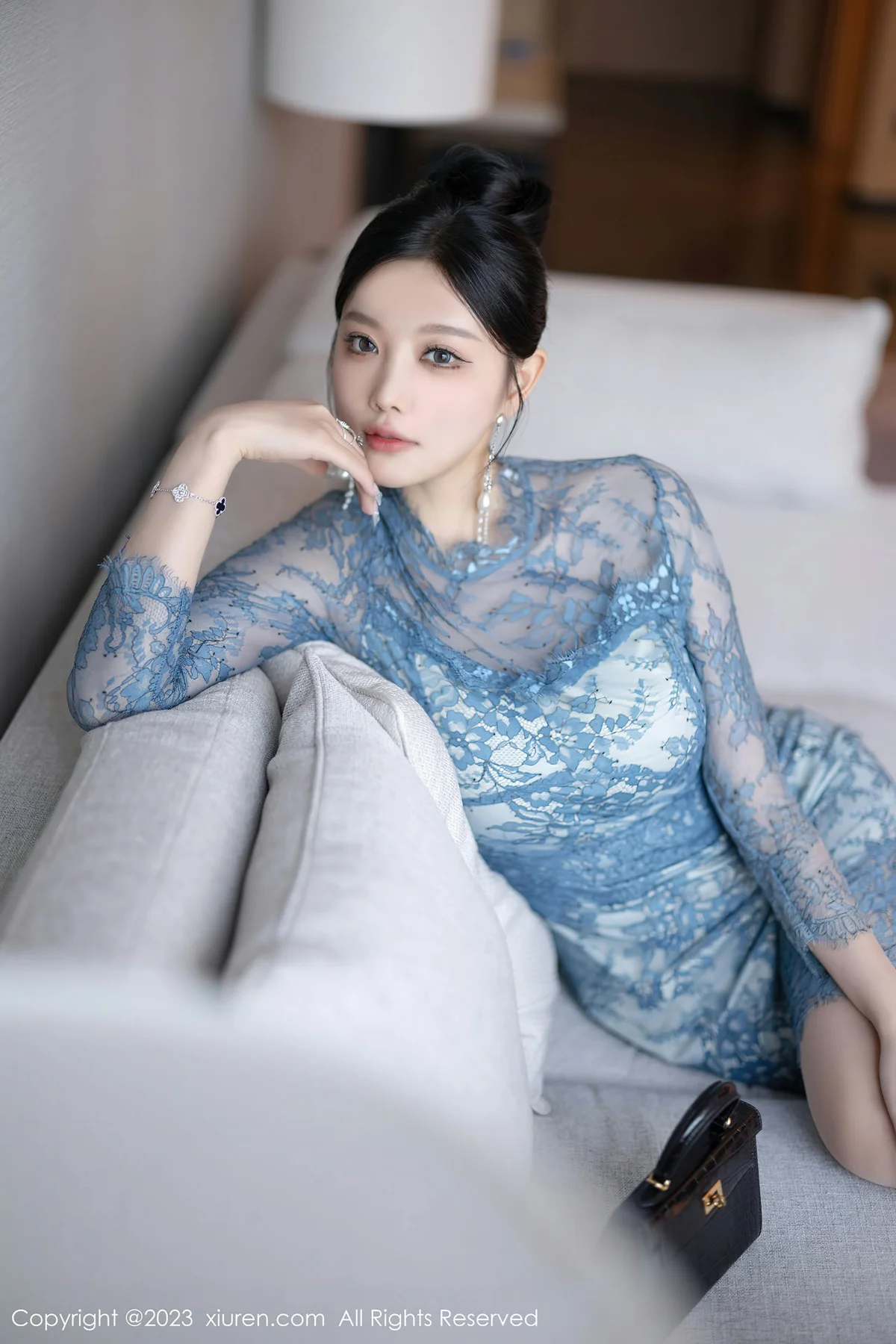 XiuRen 秀人 No.7732  杨晨晨Yome 灰色薄纱旗袍性感写真11 - 8