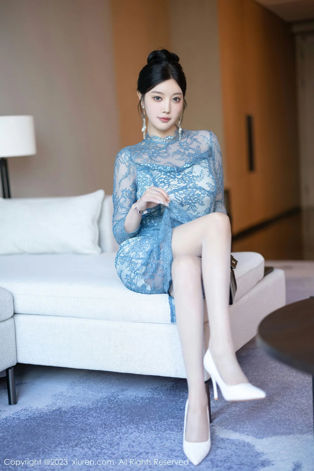 XiuRen 秀人 No.7732  杨晨晨Yome 灰色薄纱旗袍性感写真11 - 1