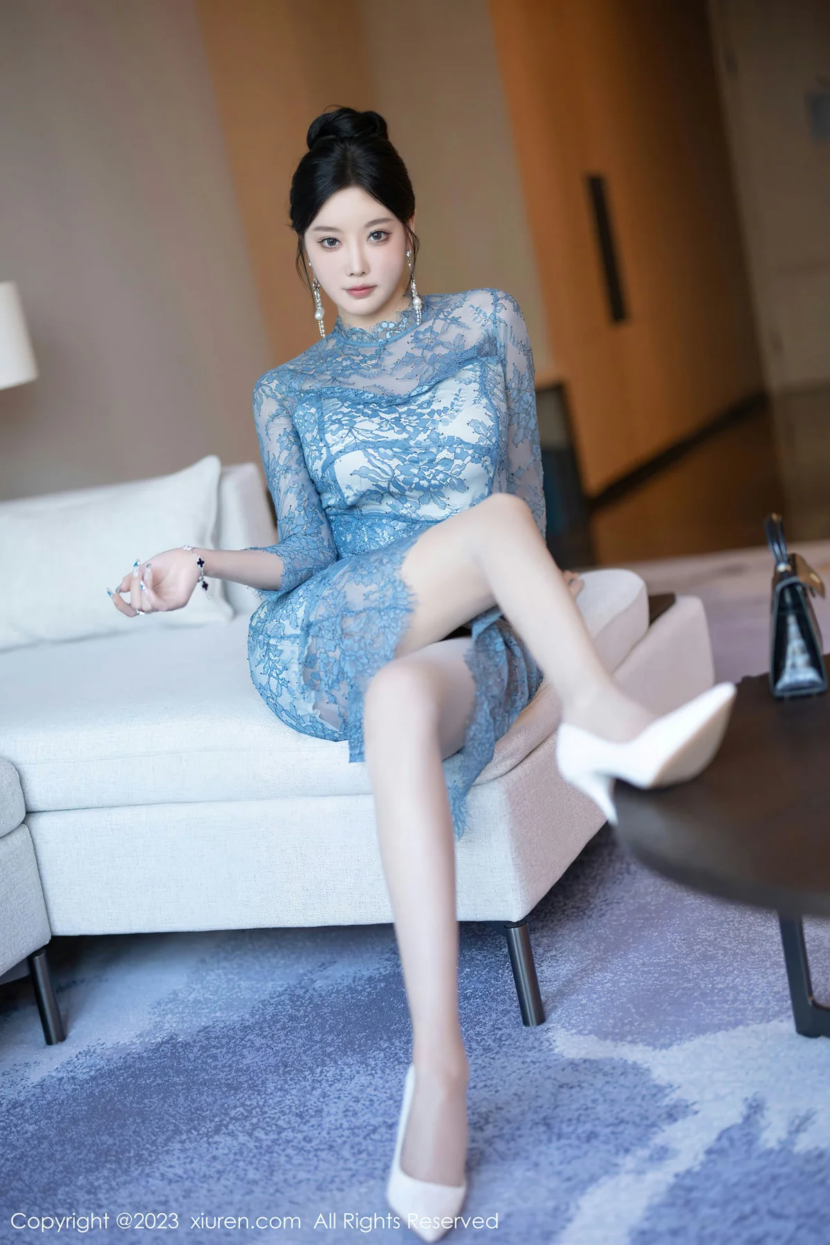 XiuRen 秀人 No.7732  杨晨晨Yome 灰色薄纱旗袍性感写真11 - 2