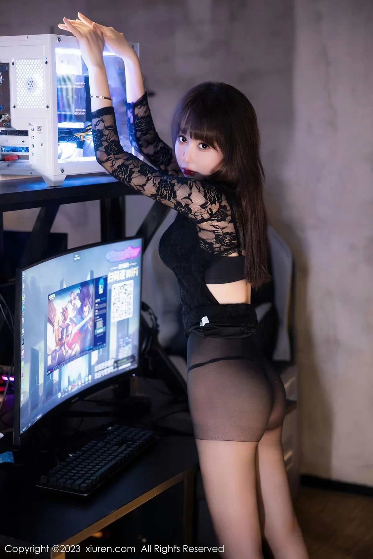 XiuRen 秀人 No.7751  韩系学妹 黑丝网纹上衣性感写真1 - 4