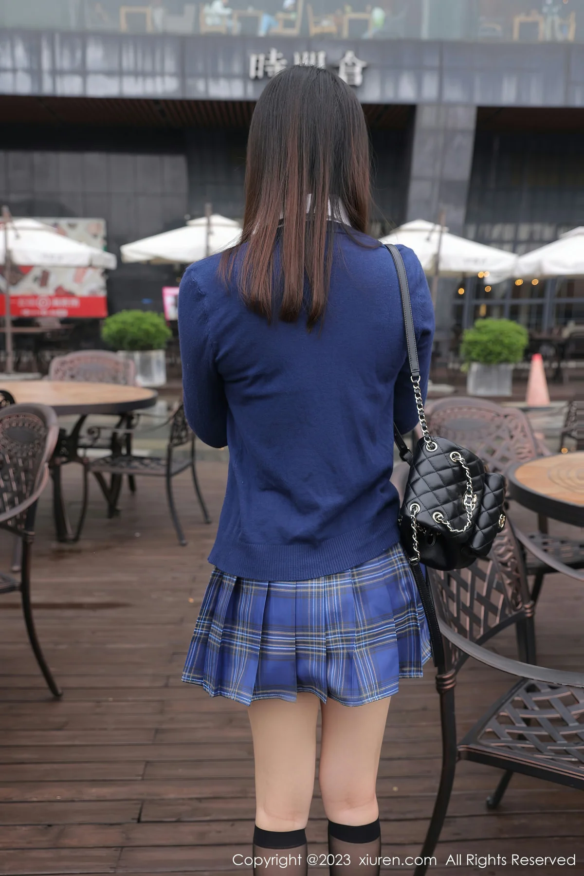 XiuRen 秀人 No.7754  豆瓣酱 白色蕾丝蓝色格子短裙写真111 - 7