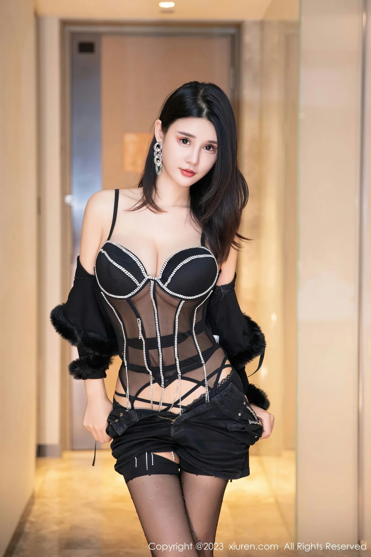 XiuRen 秀人 No.7763  夏沫沫tifa 黑色情趣服饰性感写真33 - 4