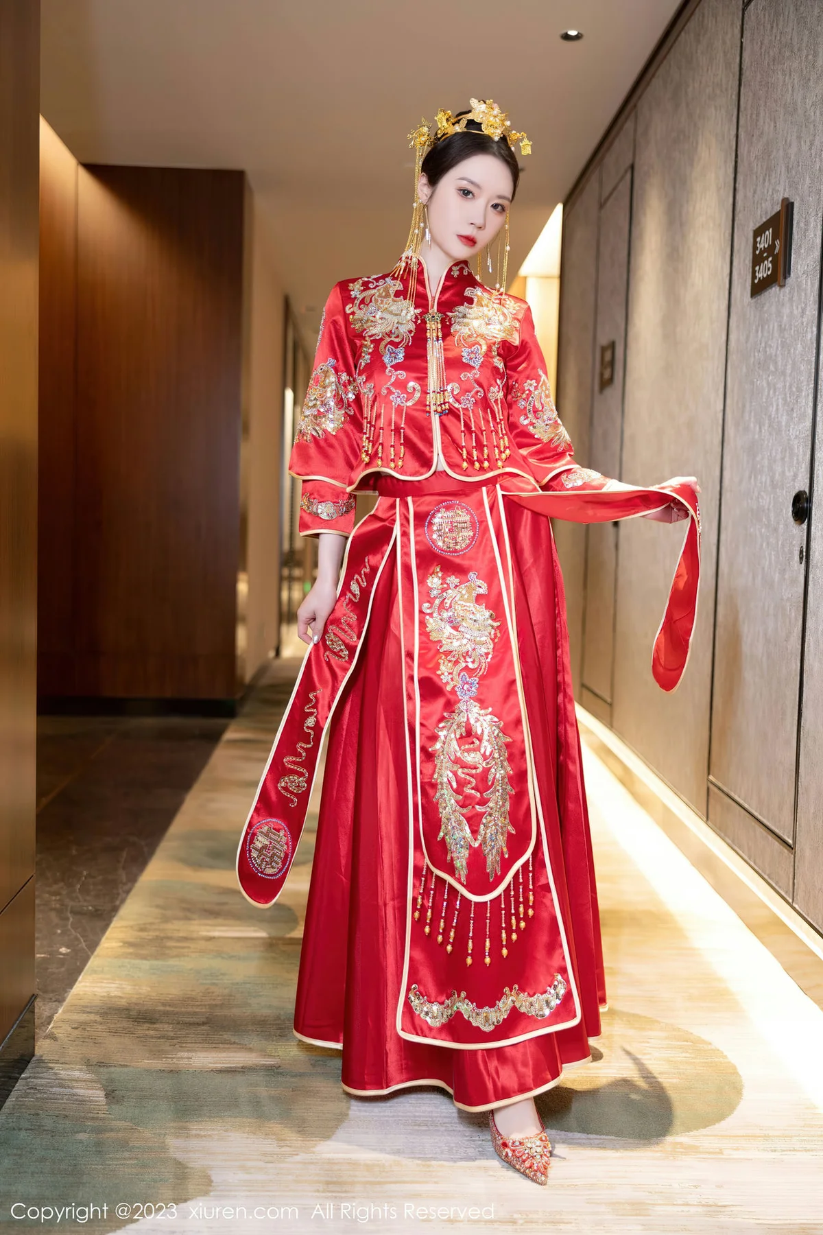 XiuRen 秀人 No.7766  梦心玥 红色中式婚服安吉旅拍111 - 3