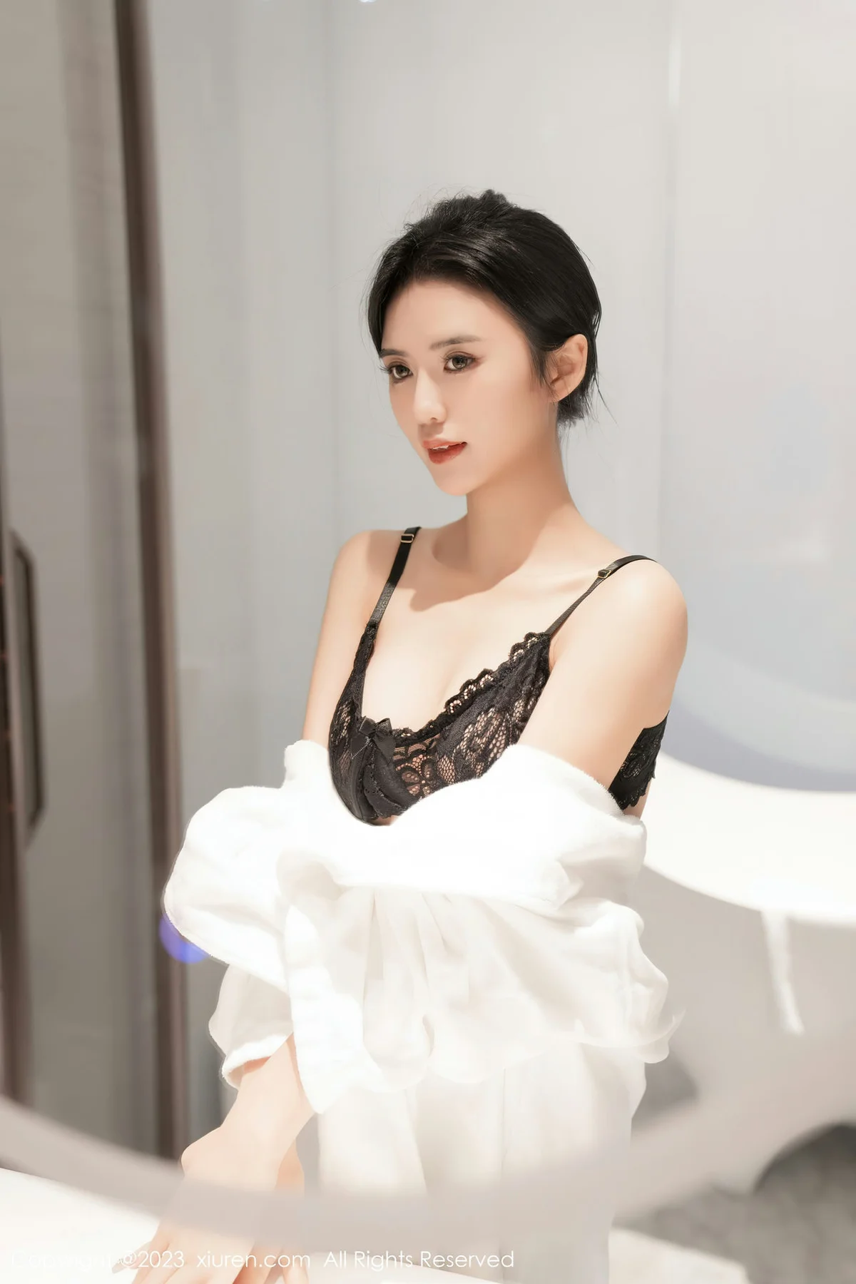 XiuRen 秀人 No.7808  浅浅Danny 黑白蕾丝内衣性感写真 - 9