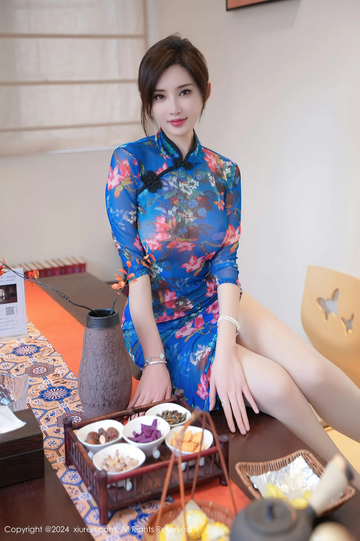 XiuRen 秀人 No.8127  Carol周妍希 蓝色旗袍性感写真33 - 8