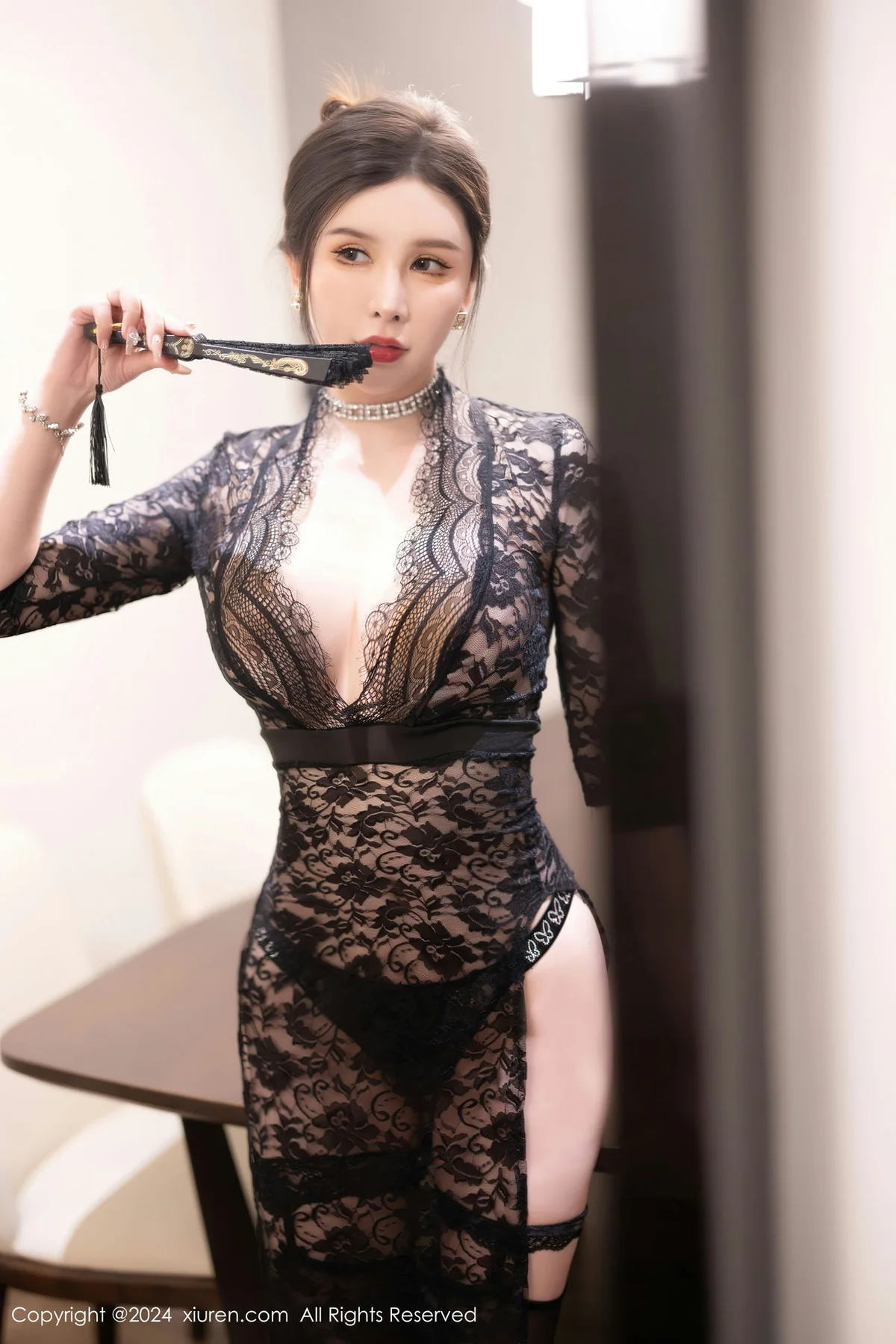 XiuRen 秀人 No.8222  李丽莎 黑色薄纱长裙性感写真1 - 8