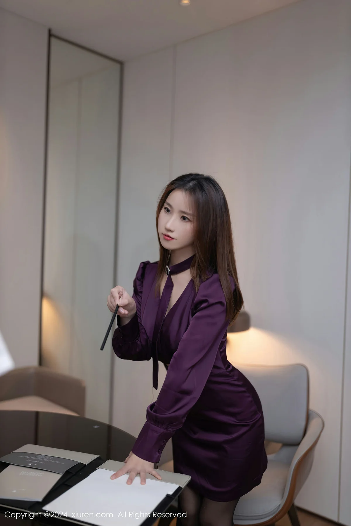 XiuRen 秀人 No.8264  杏子Yada 感紫灰色蕾丝内衣性感写真33 - 3