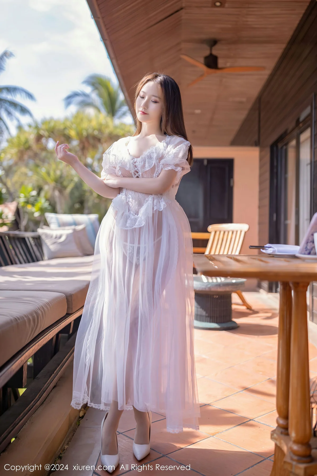 XiuRen 秀人 No.8302 杏子Yada 白色薄纱长裙性感写真3 - 7