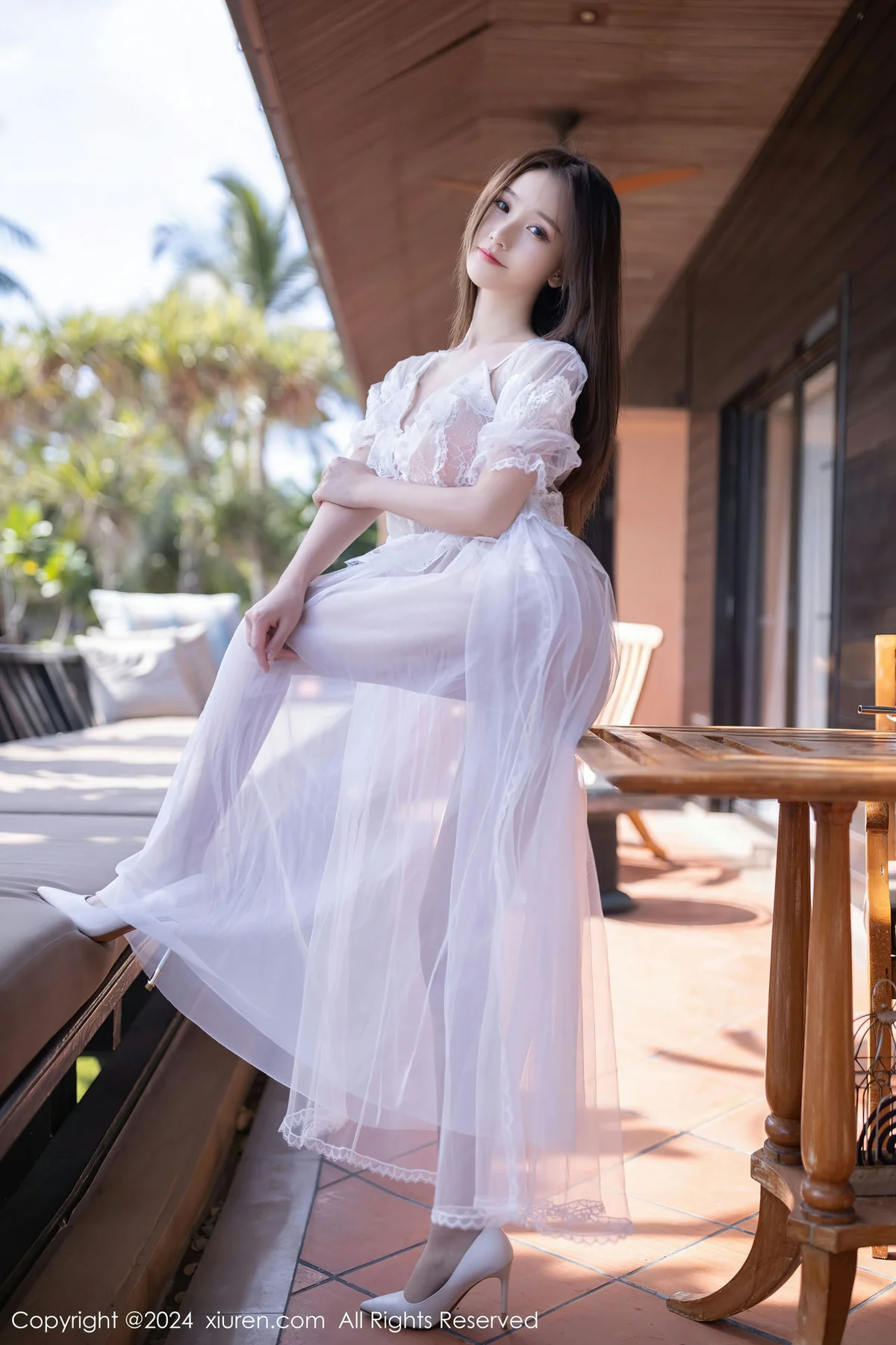 XiuRen 秀人 No.8302 杏子Yada 白色薄纱长裙性感写真3 - 9