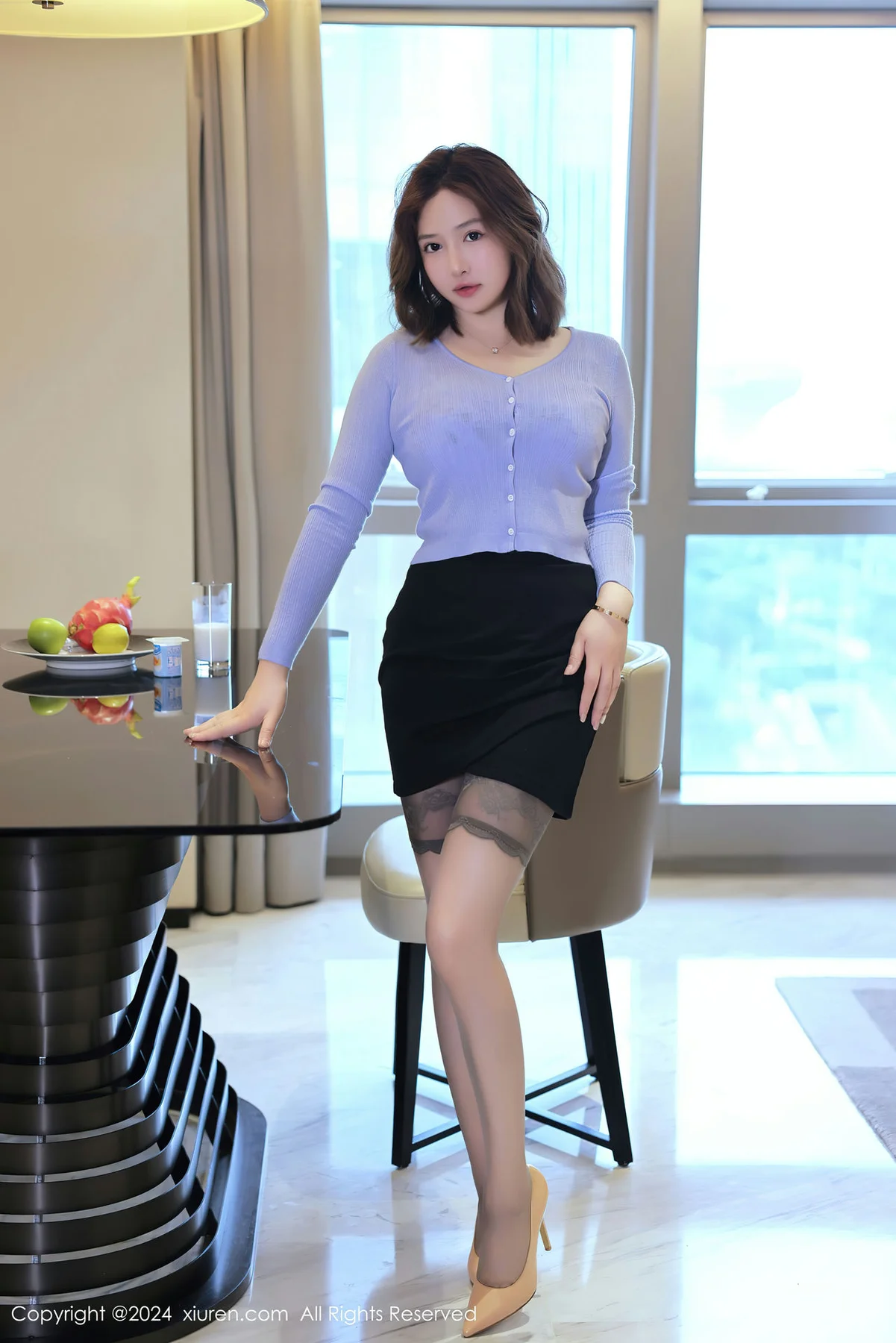 XiuRen 秀人 No.8527 养乐多DoDo 蓝色OL性感写真3 - 1