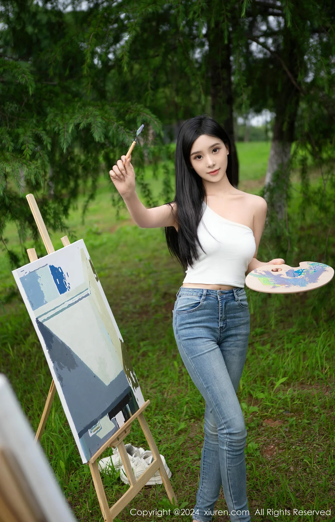 XiuRen 秀人 No.8638 豆瓣酱模特合集写真山中作画场景 - 6