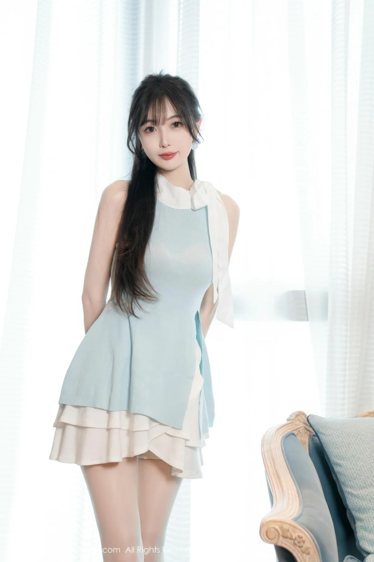 XiuRen 秀人 No.8761 林星阑 蓝白色连衣短裙性感写真1 - 2