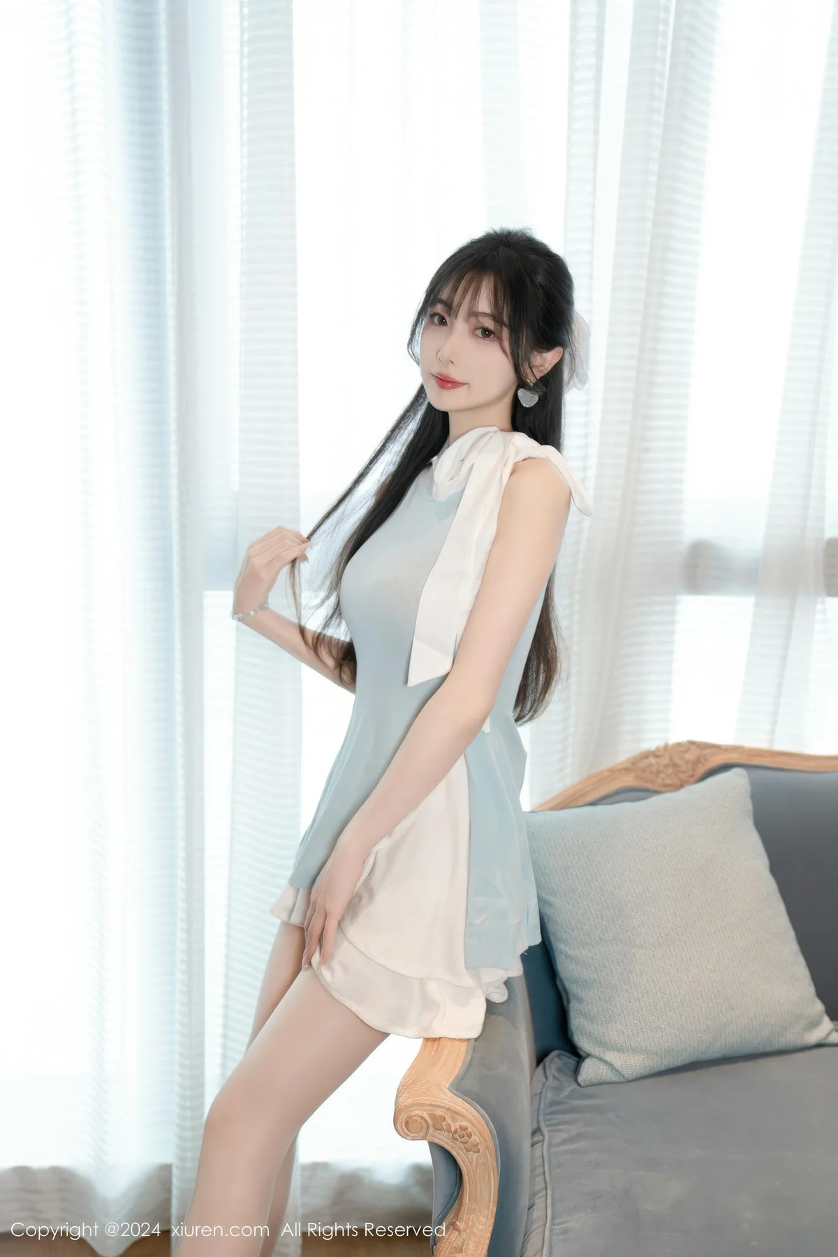 XiuRen 秀人 No.8761 林星阑 蓝白色连衣短裙性感写真1 - 10