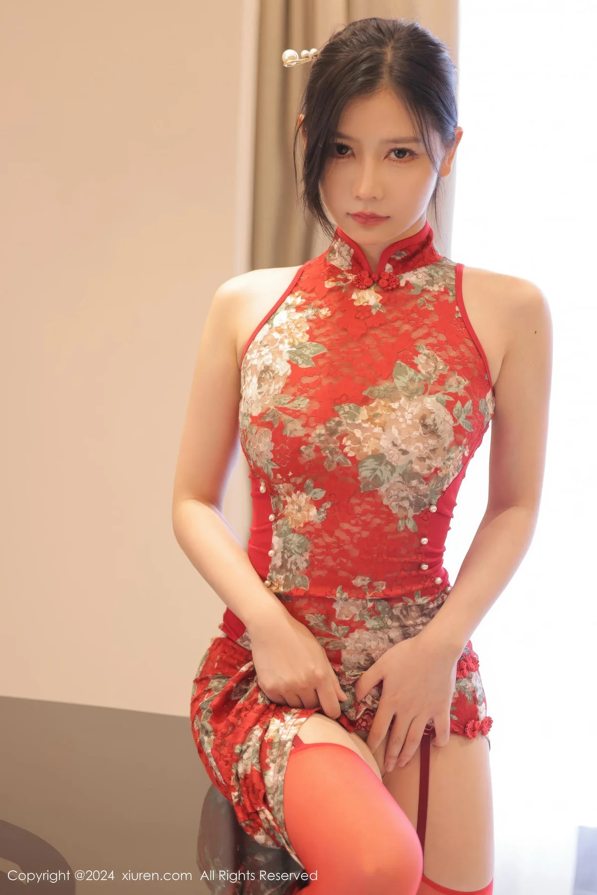 XiuRen 秀人 No.8871 尹甜甜 红色旗袍性感写真22 - 7