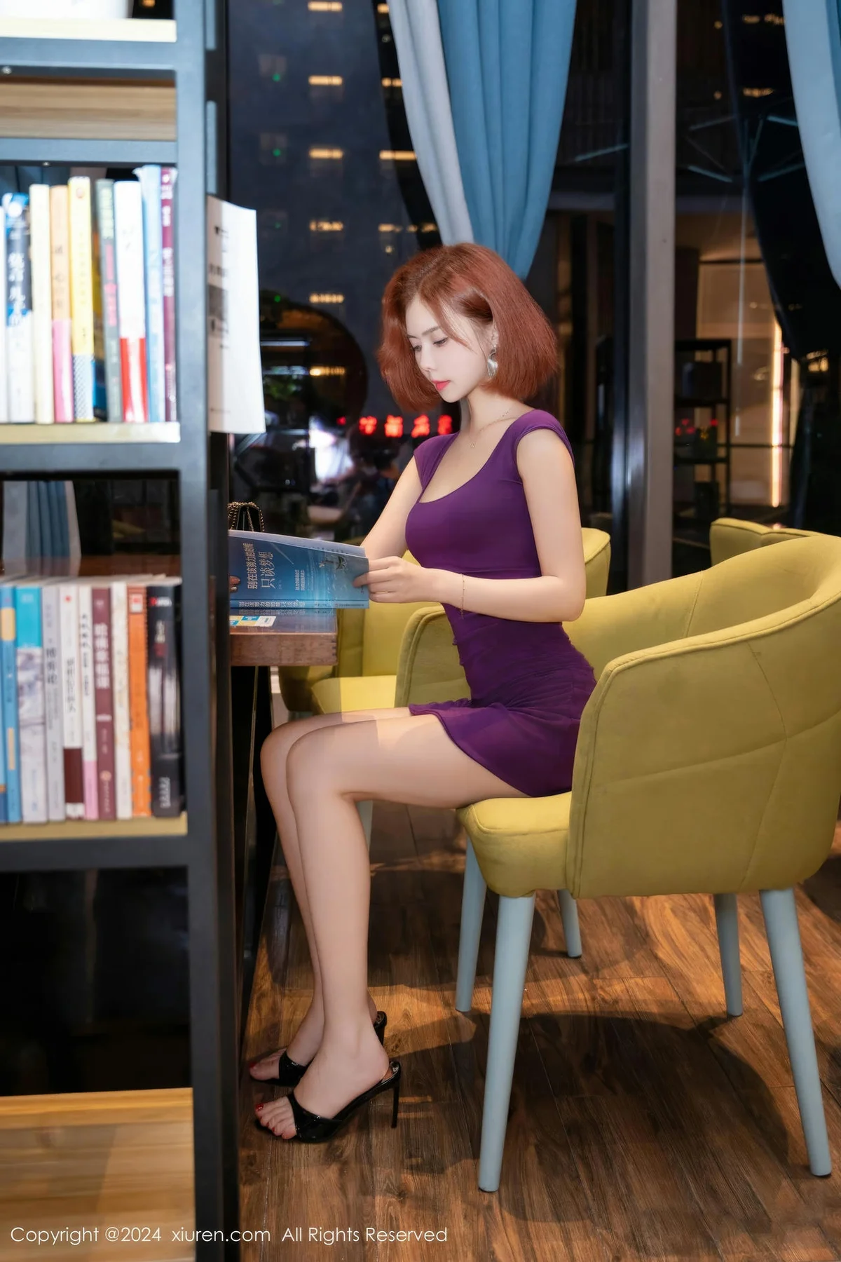 XiuRen 秀人 No.8978 白芷yy 紫色连衣短裙性感写真3 - 1