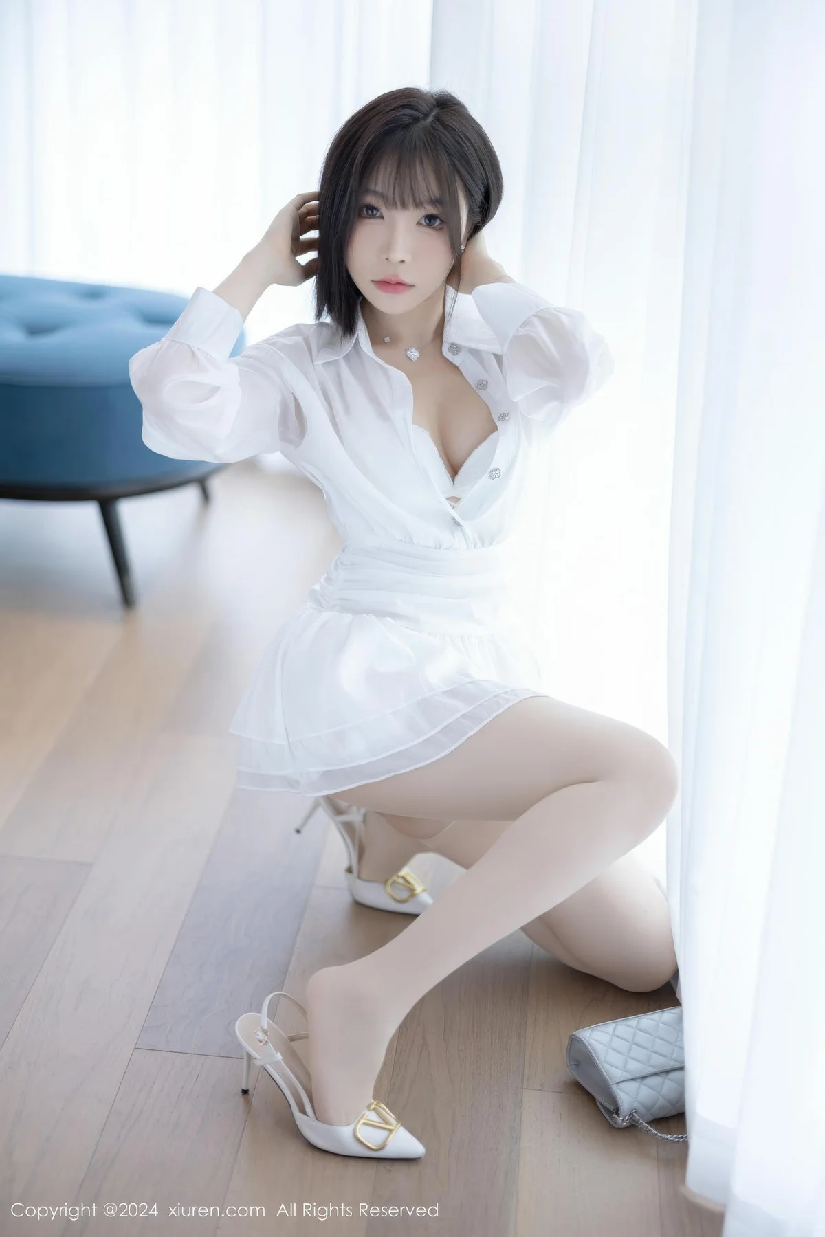 XiuRen 秀人 No.9020 徐莉芝Booty 白色连衣短裙性感写真1 - 6