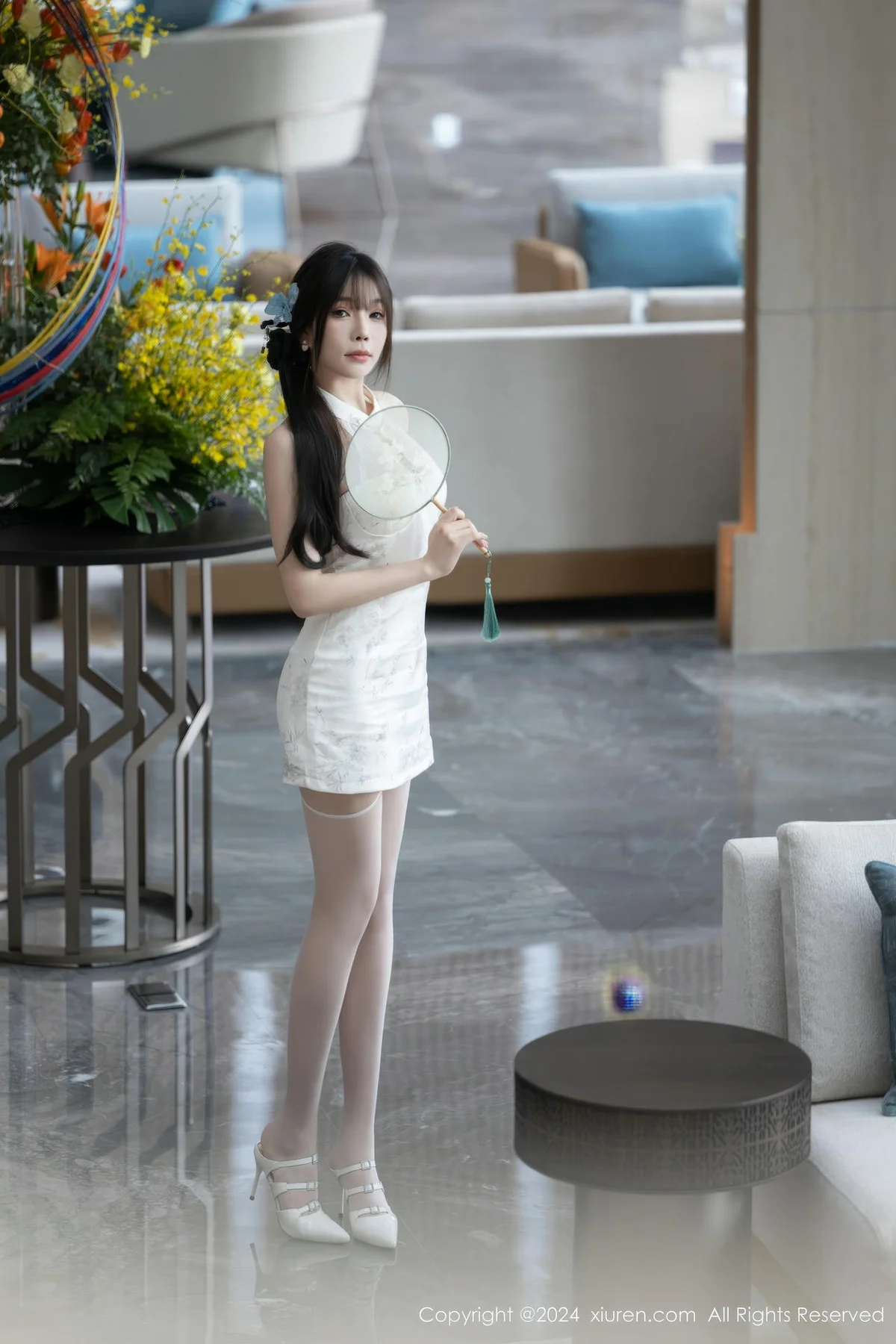 XiuRen 秀人 No.9101 徐莉芝Booty 白色连衣短裙性感写真1 - 8