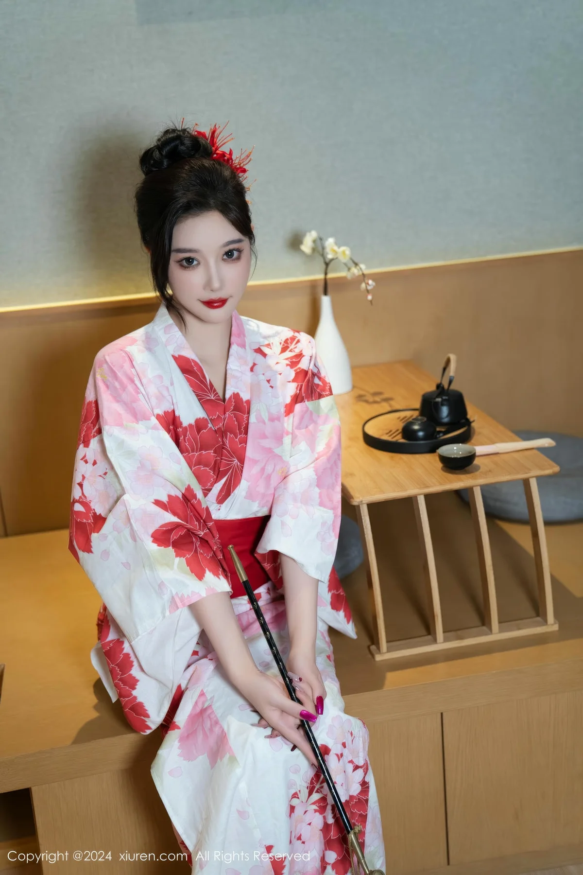 XiuRen 秀人 No.9208 杨晨晨Yome 红色花朵服饰 - 2