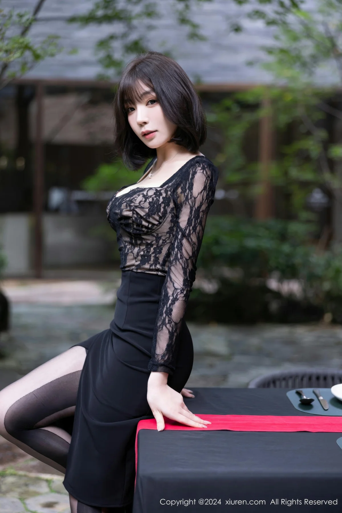 XiuRen 秀人 No.9257 徐莉芝Booty 黑色蕾丝连衣裙 - 5