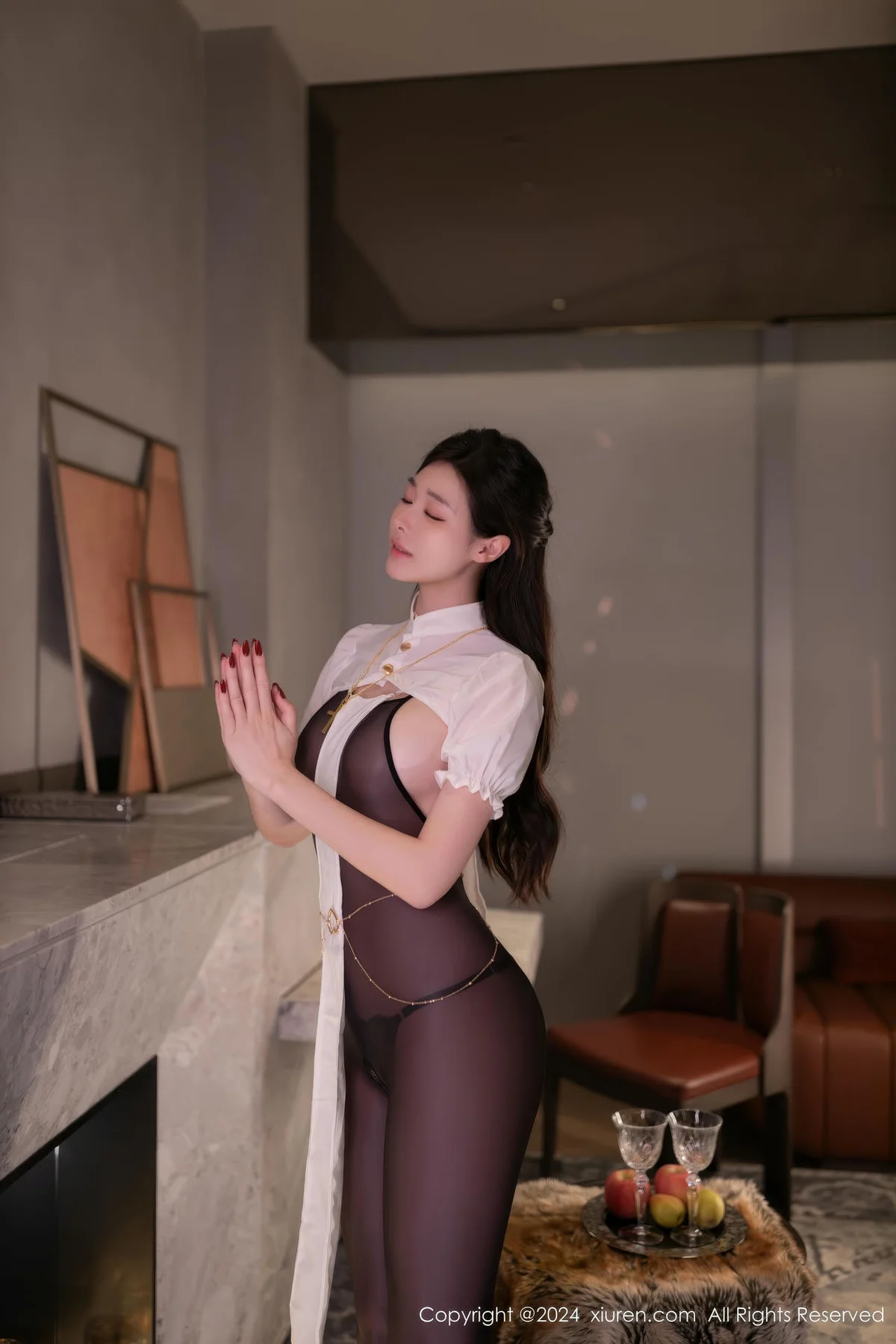 XiuRen 秀人 No.9350 小逗逗 黑丝连体衣美胸 - 4