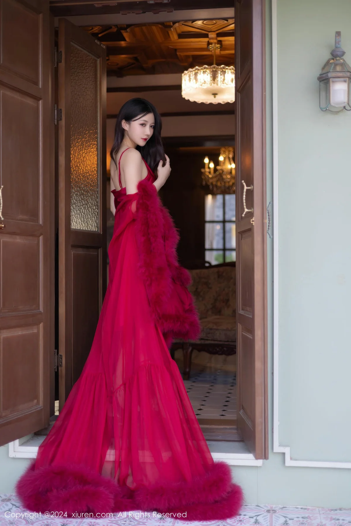 XiuRen 秀人 No.9422 鱼子酱Fish红色睡裙玉体 - 9