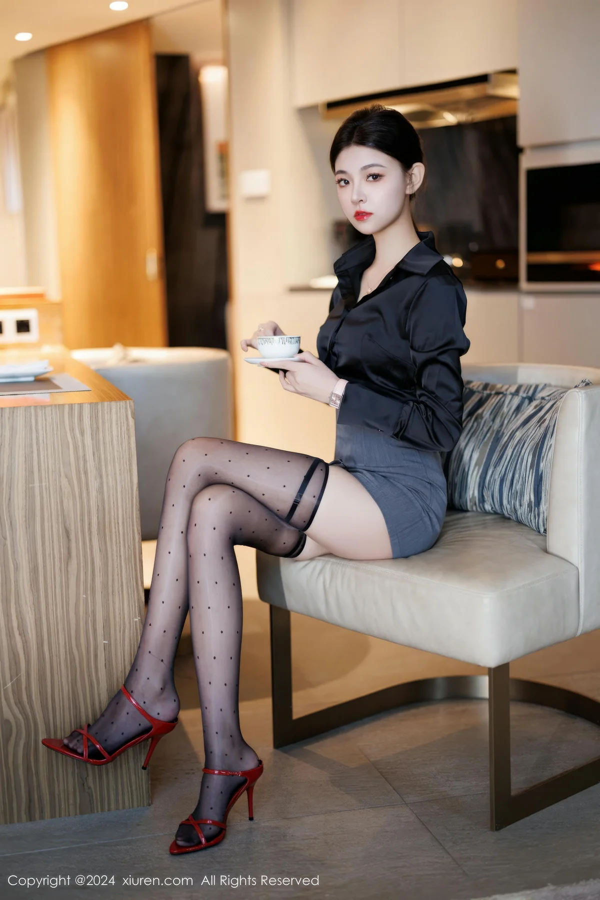 XiuRen 秀人 No.9604 初梦瑶 吊袜美腿黑丝 - 6