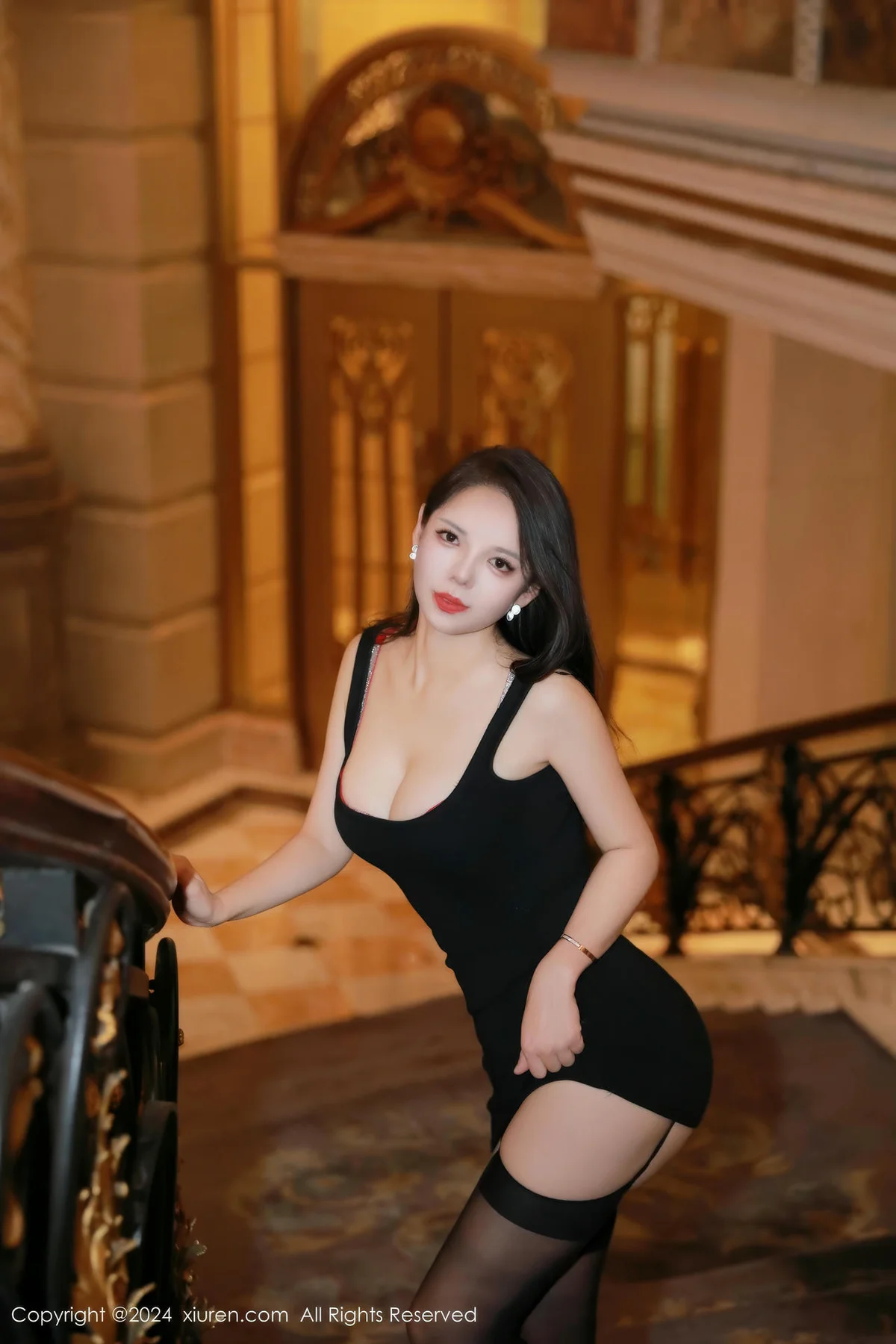 XiuRen 秀人 No.9655 大美妞儿 吊袜黑丝乳贴 - 7