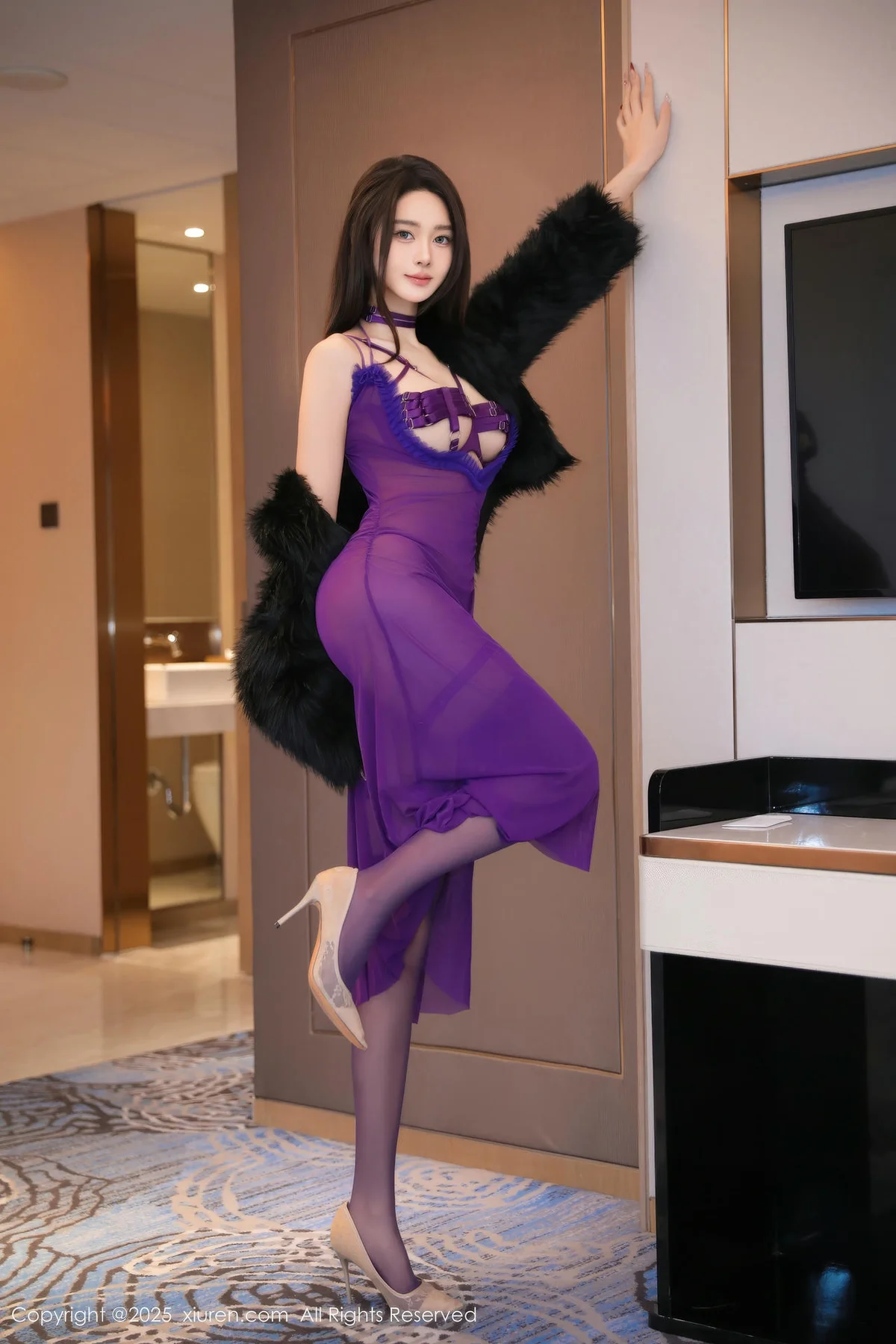 XiuRen 秀人 No.9710 candy糖糖 紫色睡裙爆乳私房 - 1