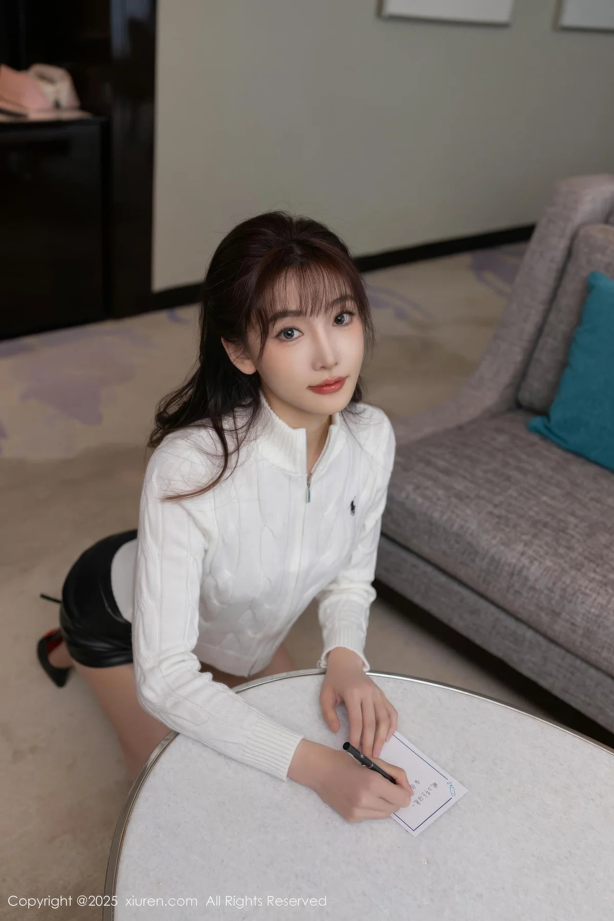 XiuRen 秀人 No.9852 陆萱萱 黑色皮裙情趣内衣 - 5